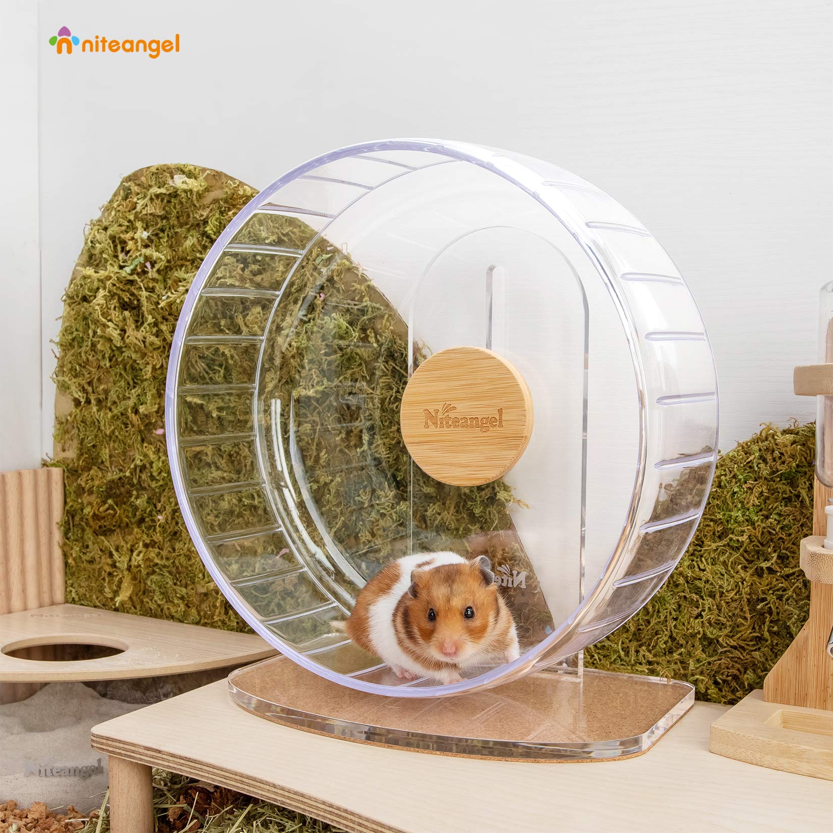 Niteangel Super-Silent Hamster Exercise Wheels - Quiet Spinner Hamster Running Wheels With Adjustable Stand For Hamsters Gerbils