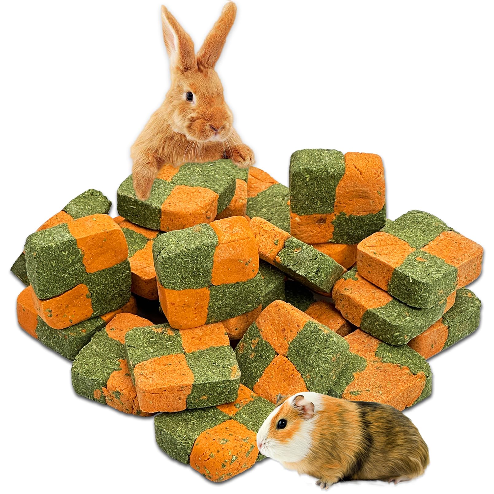 Fhiny 24 Pcs Rabbit Chew Toys, Natural Timothy Hay Carrot Biscuit Handmade Bunny Molar Toys For Teeth Small Animal Snacks For Ra