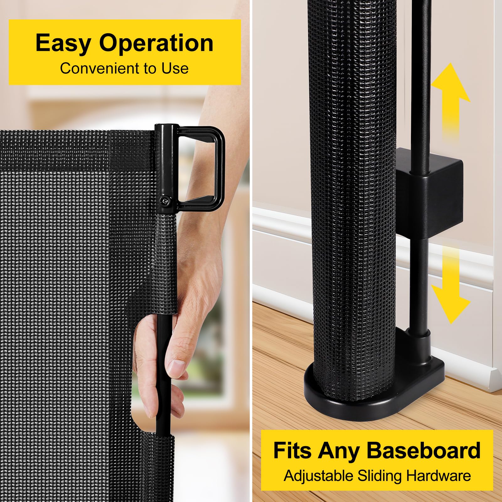Reinforced 42    Tall x 160    Extra Wide Retractable Baby Gates with Support Rods, Outdoor Pet Gate for Wide Openings, Tall Bab