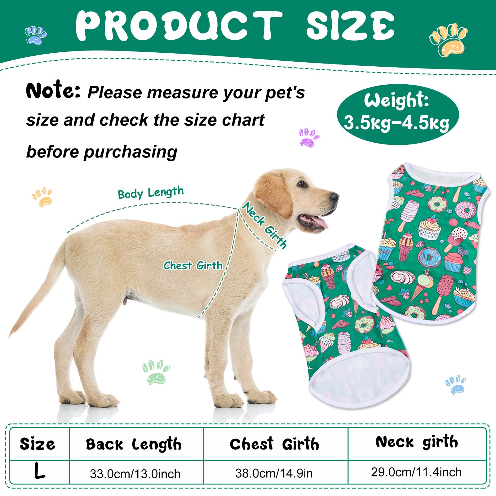 Saintrygo 10 Pcs Lovely Puppy Shirts Print Dog Clothes Breathable Pet Cartoon Dog Shirt Clothes Sweatshirt For Puppy Cat(Large)