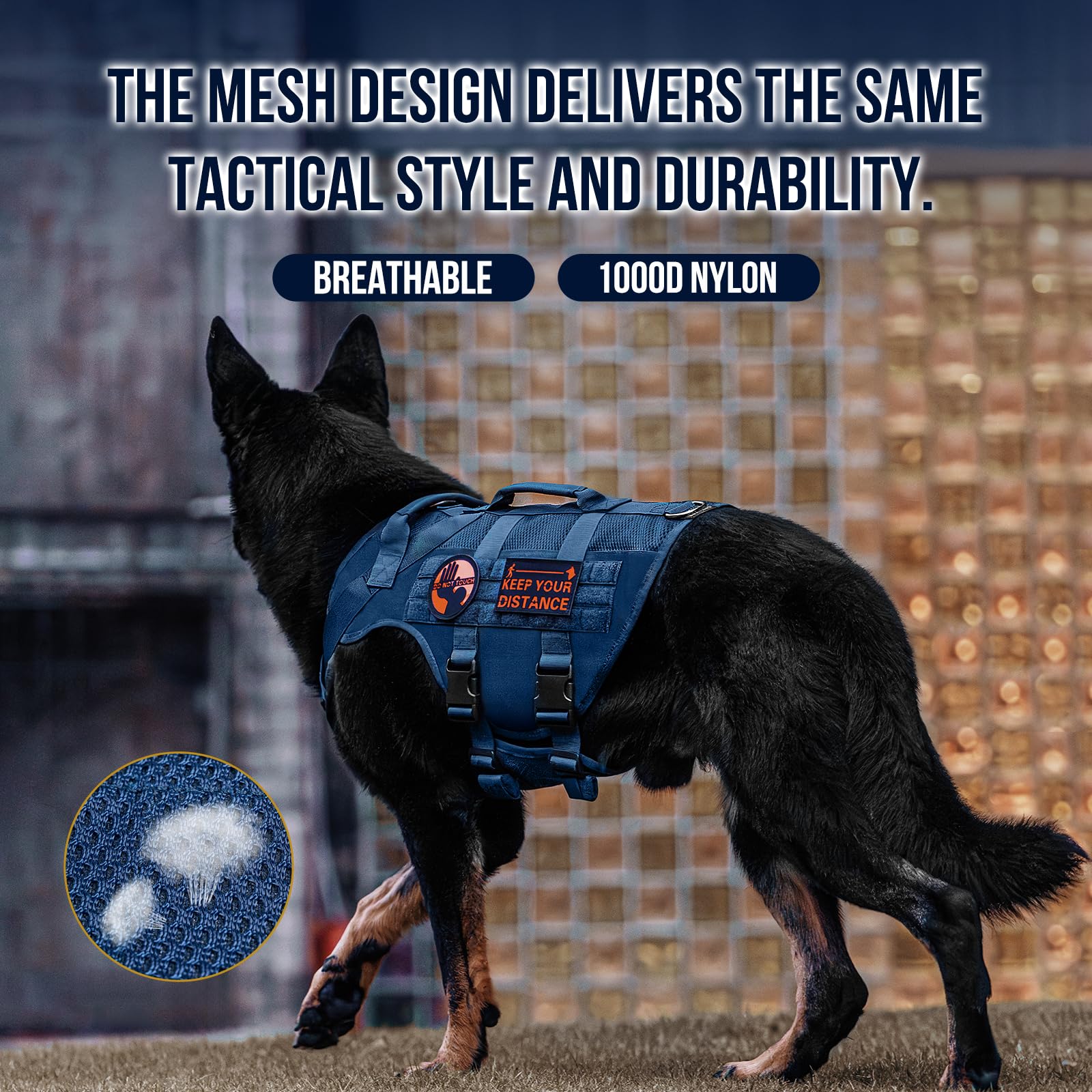 Onetigris Tactical Dog Harness For Small Medium Large Dog, Mesh Design Service Dog Vest Breathable Military Dog Molle Vests With