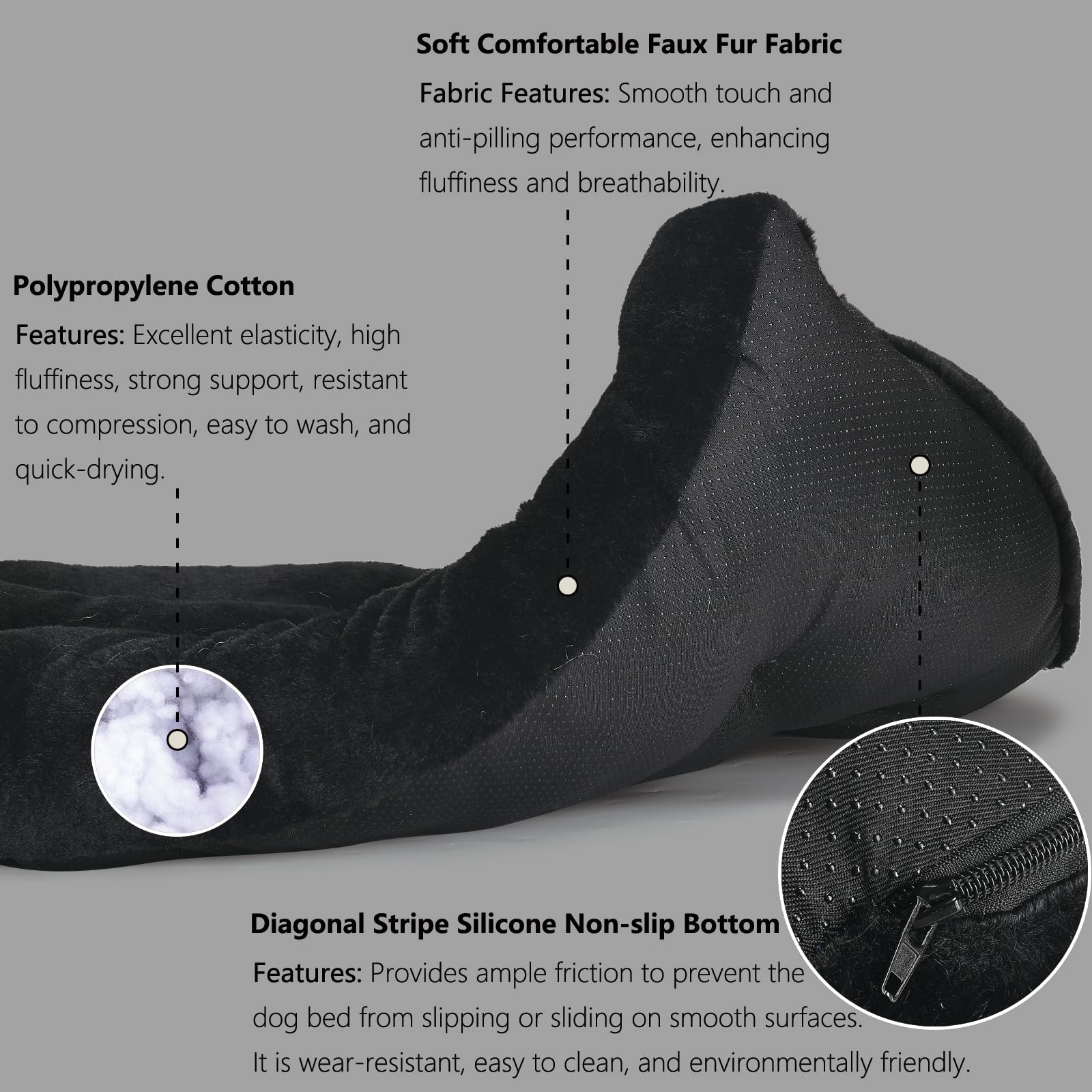 Nononfish Crate Beds For Small Dogs Washable Fit Crates Or Cage With Zipper,Extra Soft Black Pet Mat 24 Inch With Anti-Slip Bott