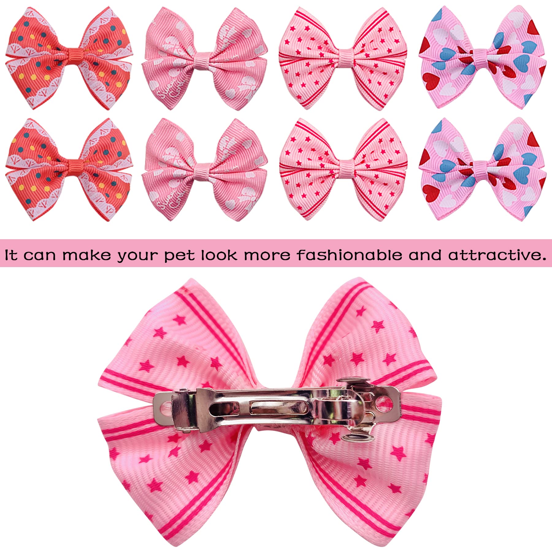PET SHOW 20pairs Big Bowknot Dogs Hair Bow Clips with French Barrette Clip for Small Medium Large Dogs Puppies Cats Topknot Groo