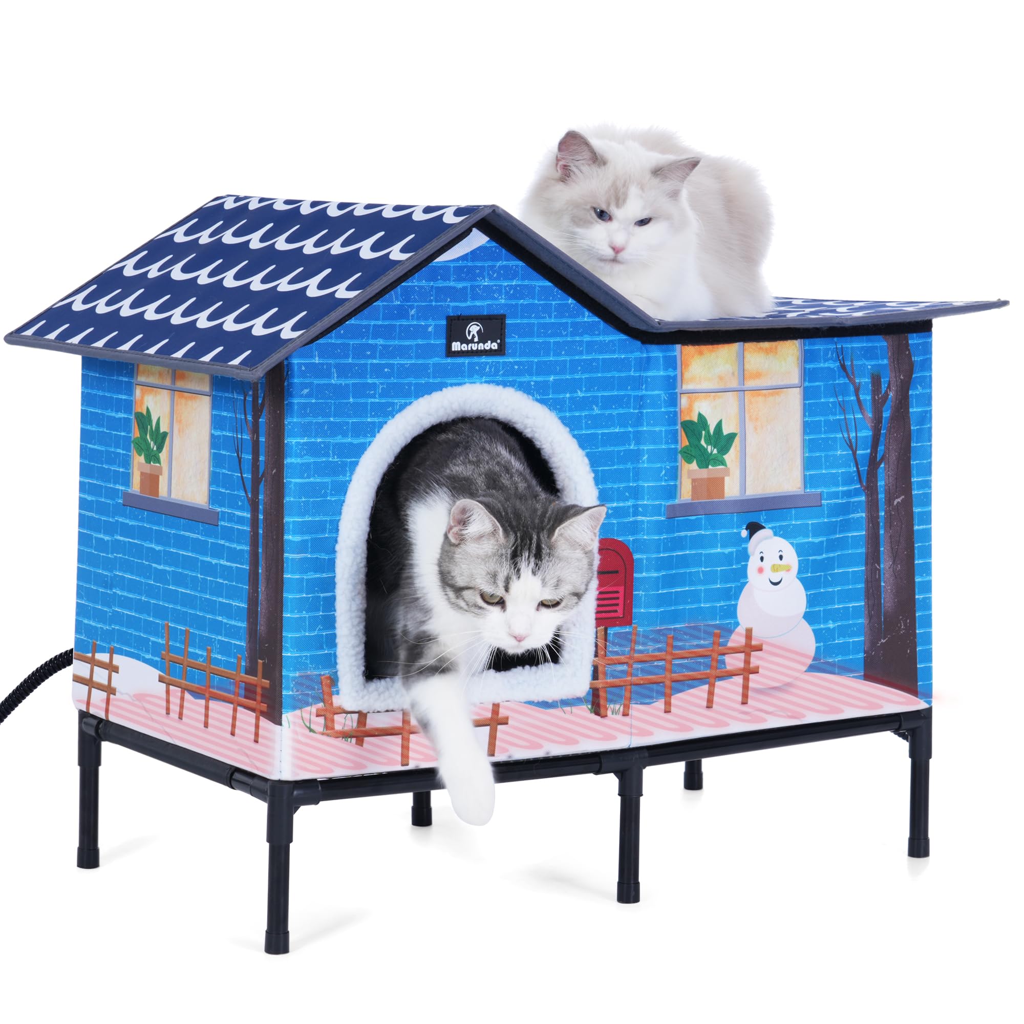 Marunda Heated Cat Houses For Outdoor Cats In Winter, Heated Cat House For Indoor And Kitty Shelter For Your Pet To Stay Warm An