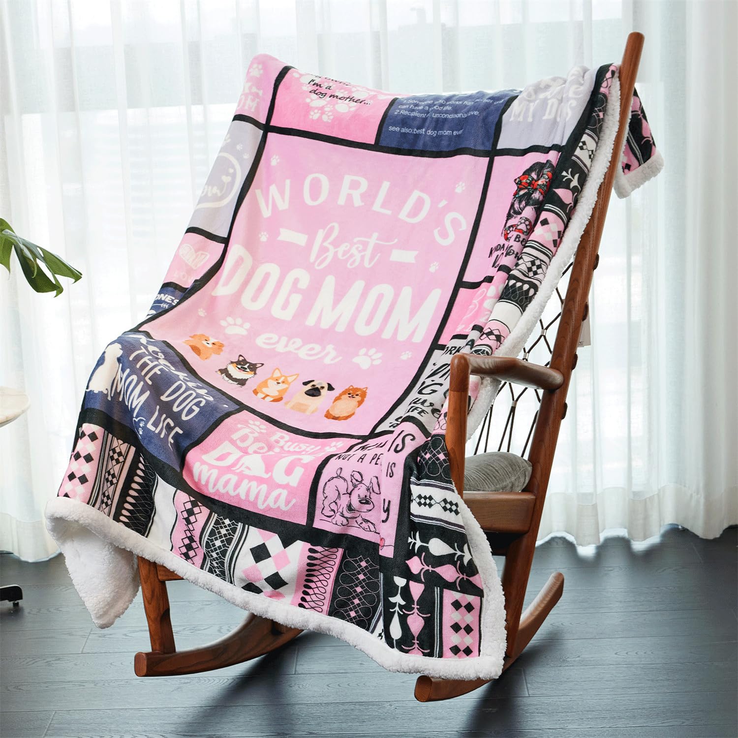 Dog Moms Sherpa Blanket For Dogs Lovers 50   X 60    Best Dog Mom Ever Soft Throw Blanket Dogs Themed Gifts For Women Girls