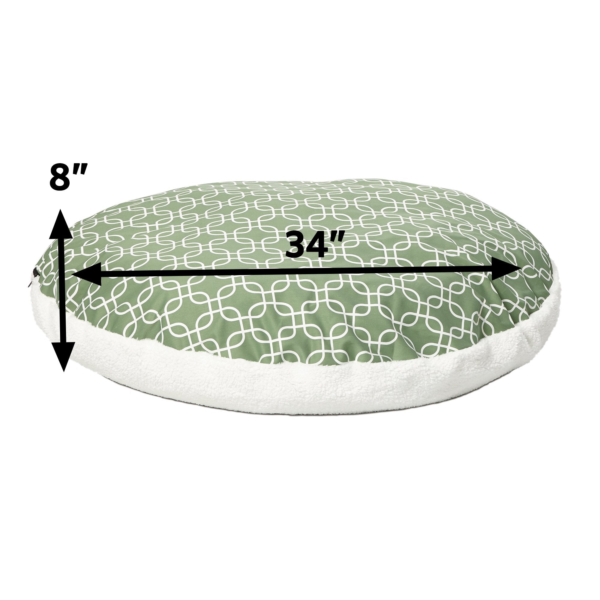 Midwest Homes For Pets Pf0034T-Fgr Over-Stuffed Dog Bed, Medium, 34' Round, Medium Dog Breed, Green Geometric Pattern