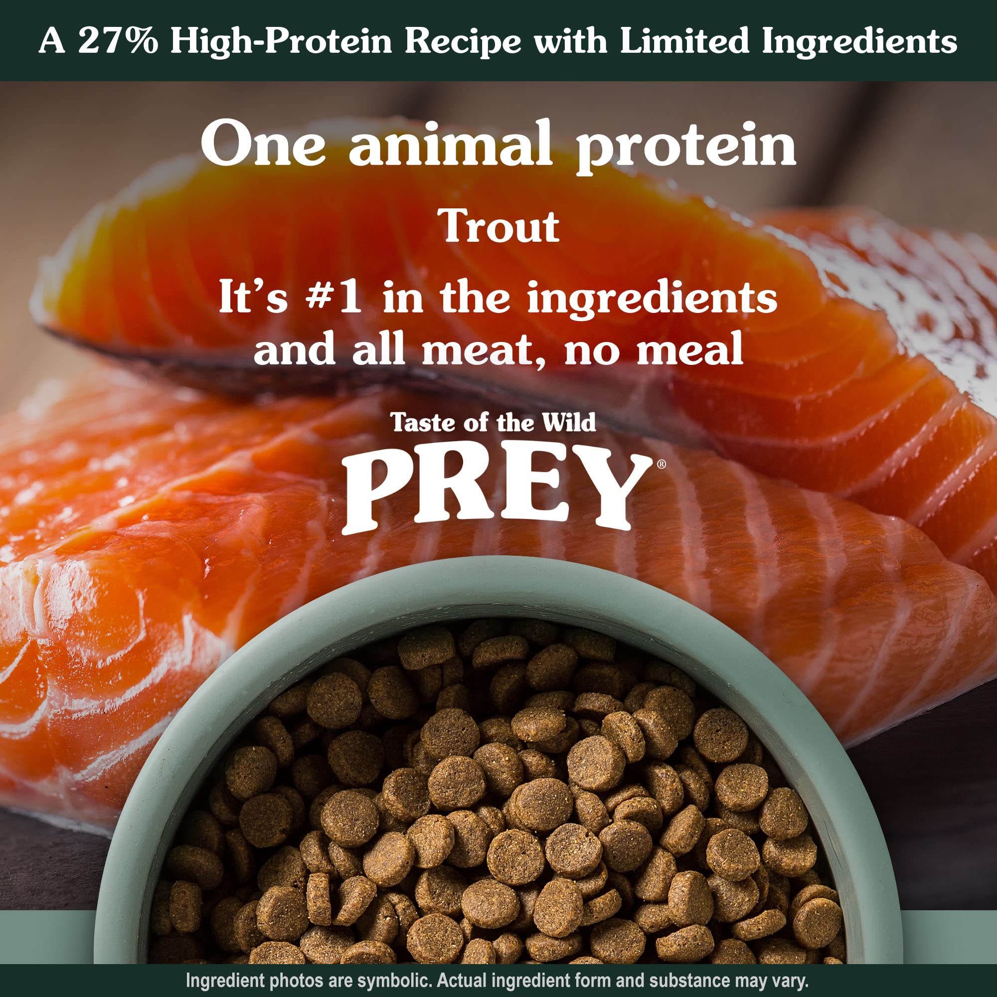 Taste of the Wild PREY Real Meat High Protein Trout Limited Ingredient Dry Dog Food Grain-Free Recipe Made with Real Spring-Fed