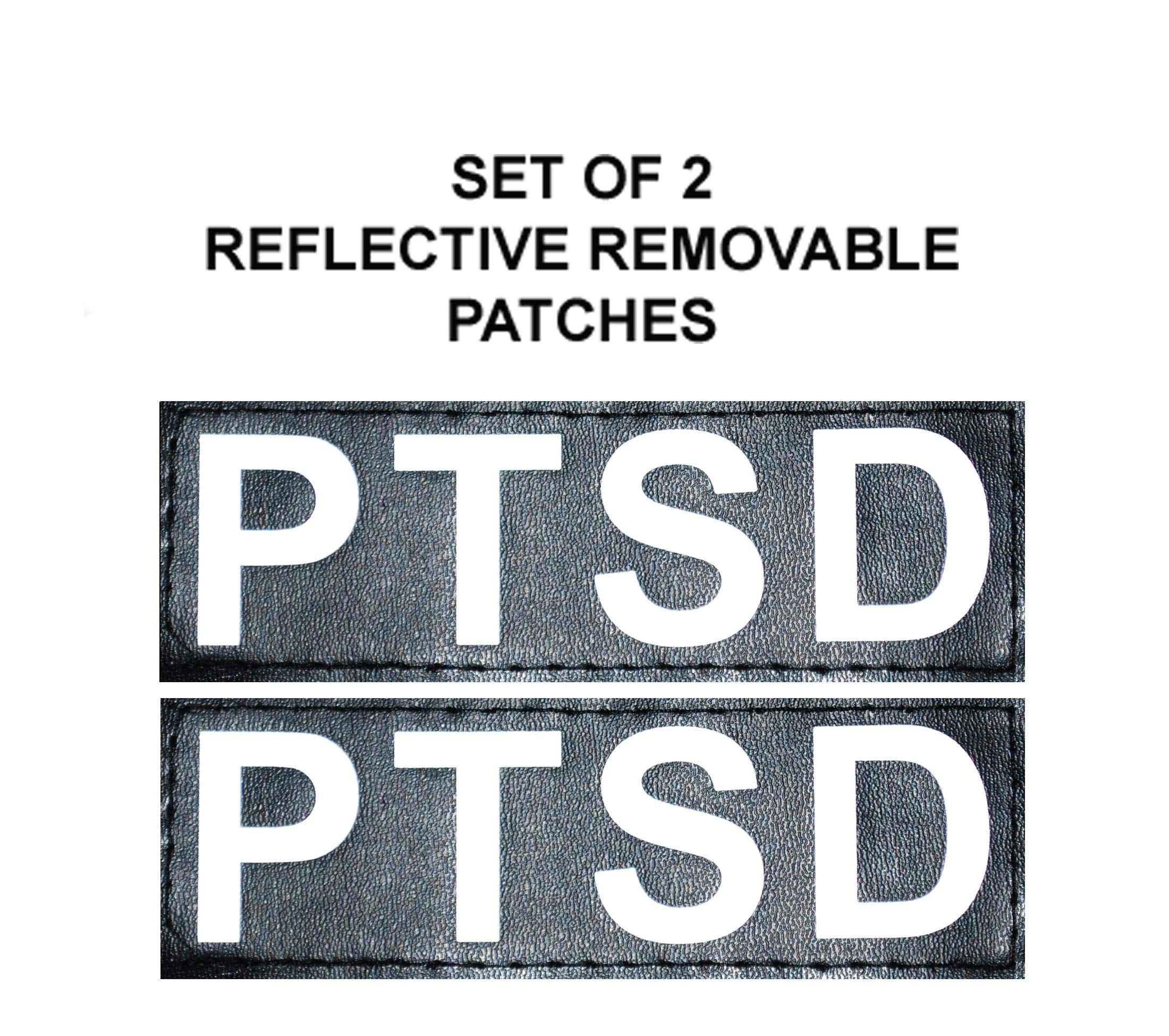 Set Of 2 Reflective Ptsd Reflective Removable Patches For Service Dog Harnesses & Vests. (Large 6' X 2')
