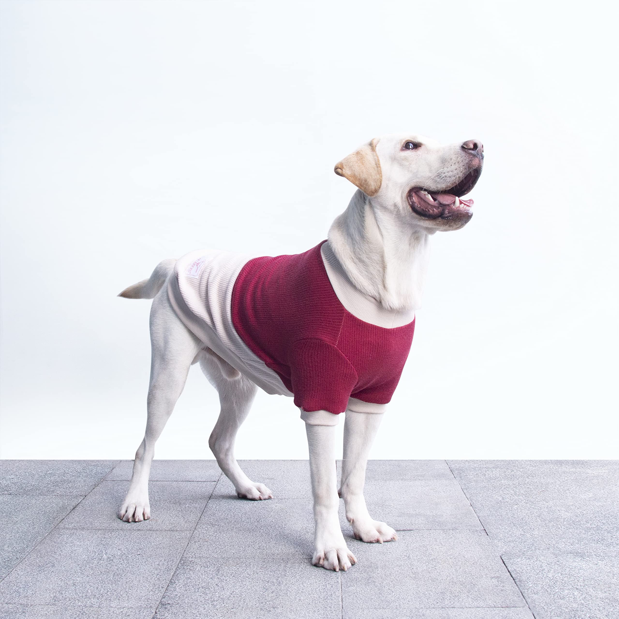 Arunners Extra Large Dog Sweaters Warm Clothes Pullover Sweatshirts For Labrador Rottweiler Great Dane, Dark Red Beige, 8X-Large