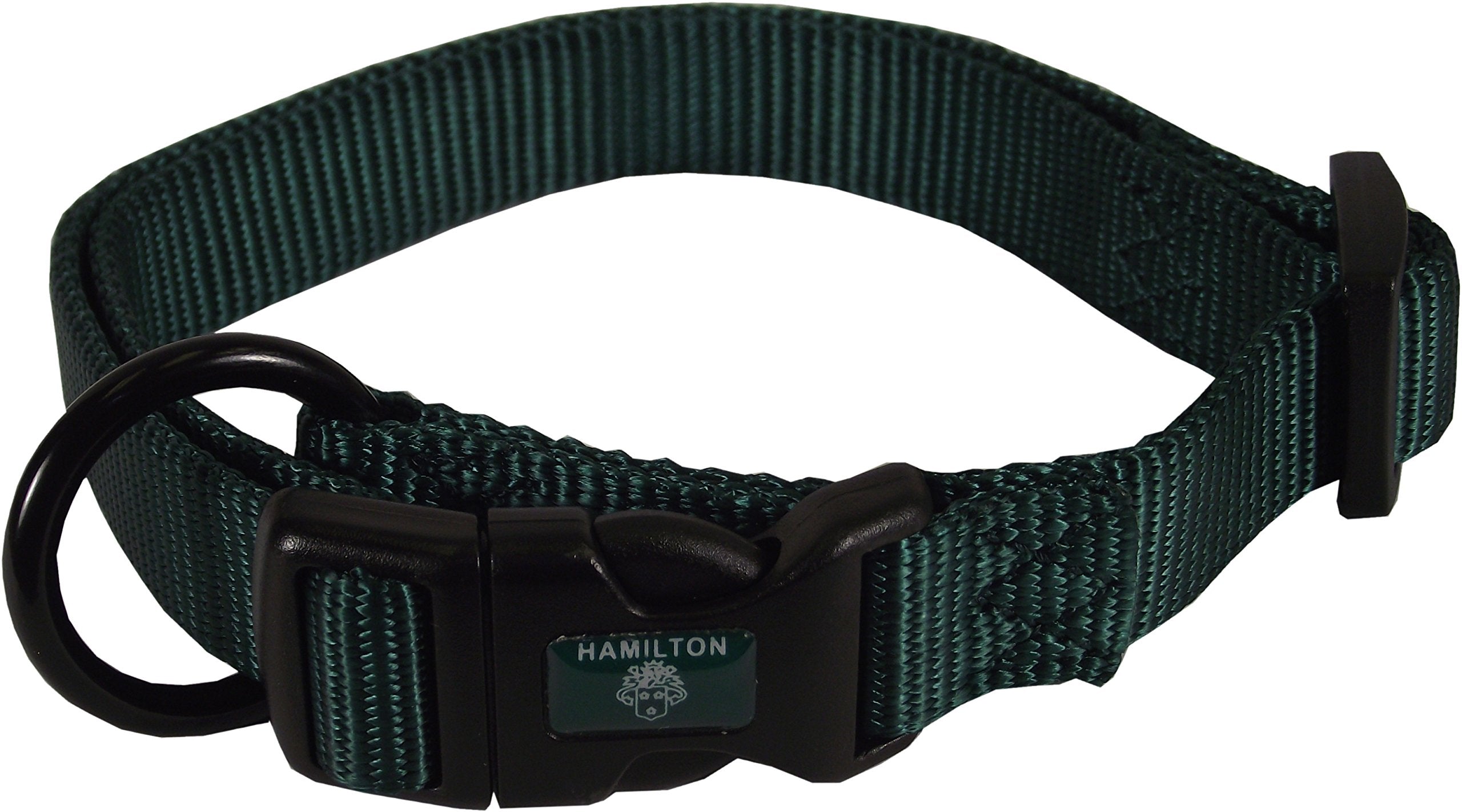 Hamilton Adjustable Nylon Dog Collar, Dark Green, 5/8' X 12-18'