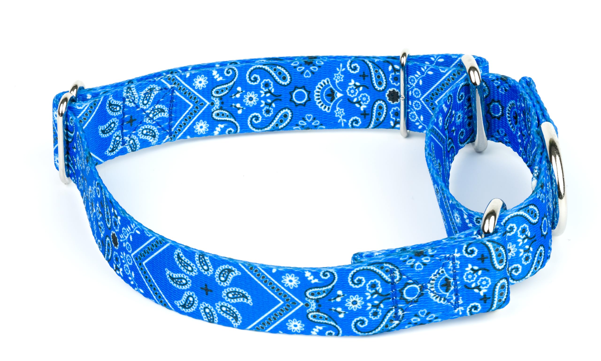 Country Brook Petz - Blue Bandana Martingale Dog Collar - Country And Western Collection Featuring Rugged Designs (5/8 Inch, Sma