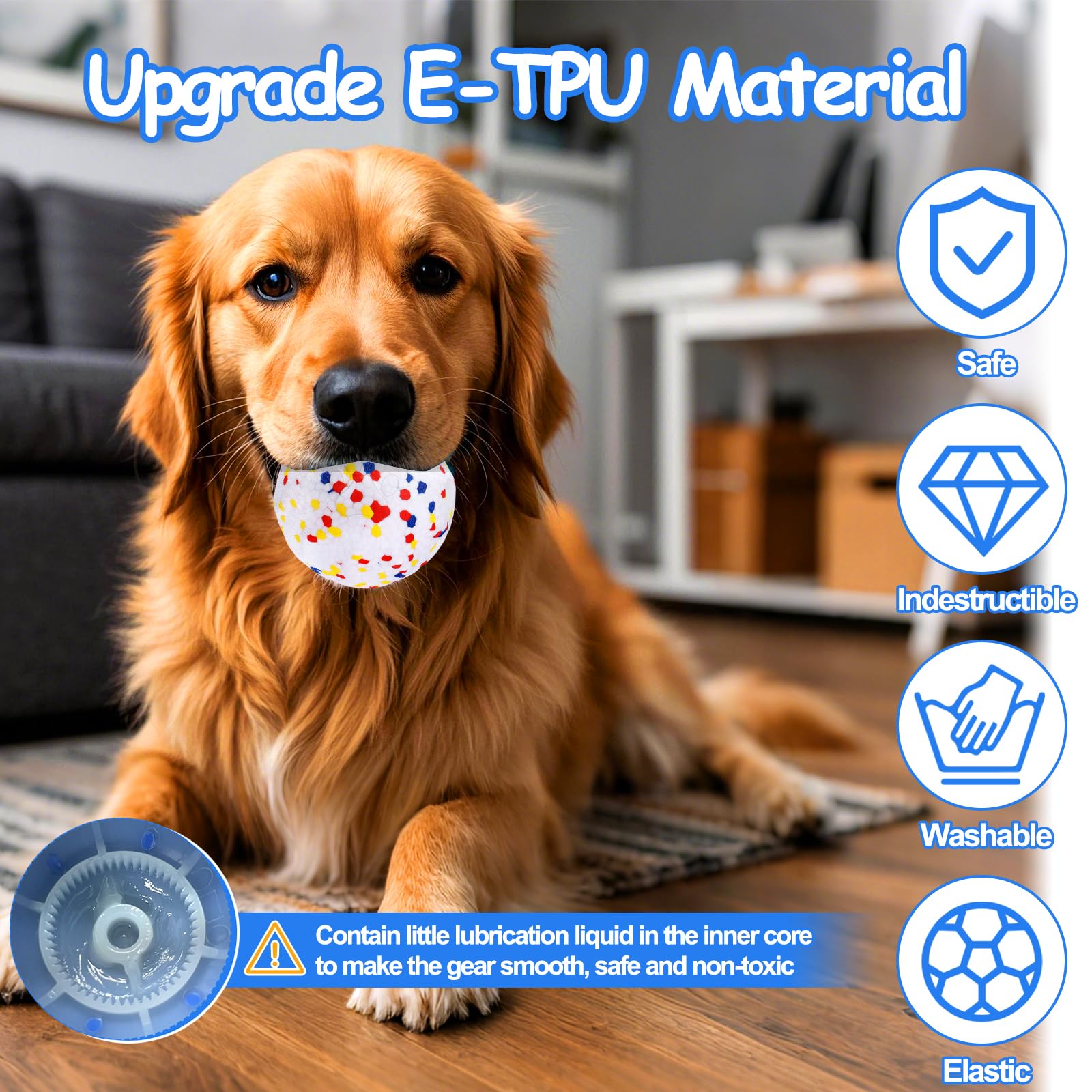 Mity Rain Interactive Dog Toys, E-Tpu Bouncy Ball For Small Medium Large Puppy Pet, Moving Balls For Dogs Enrichment, Motion Act