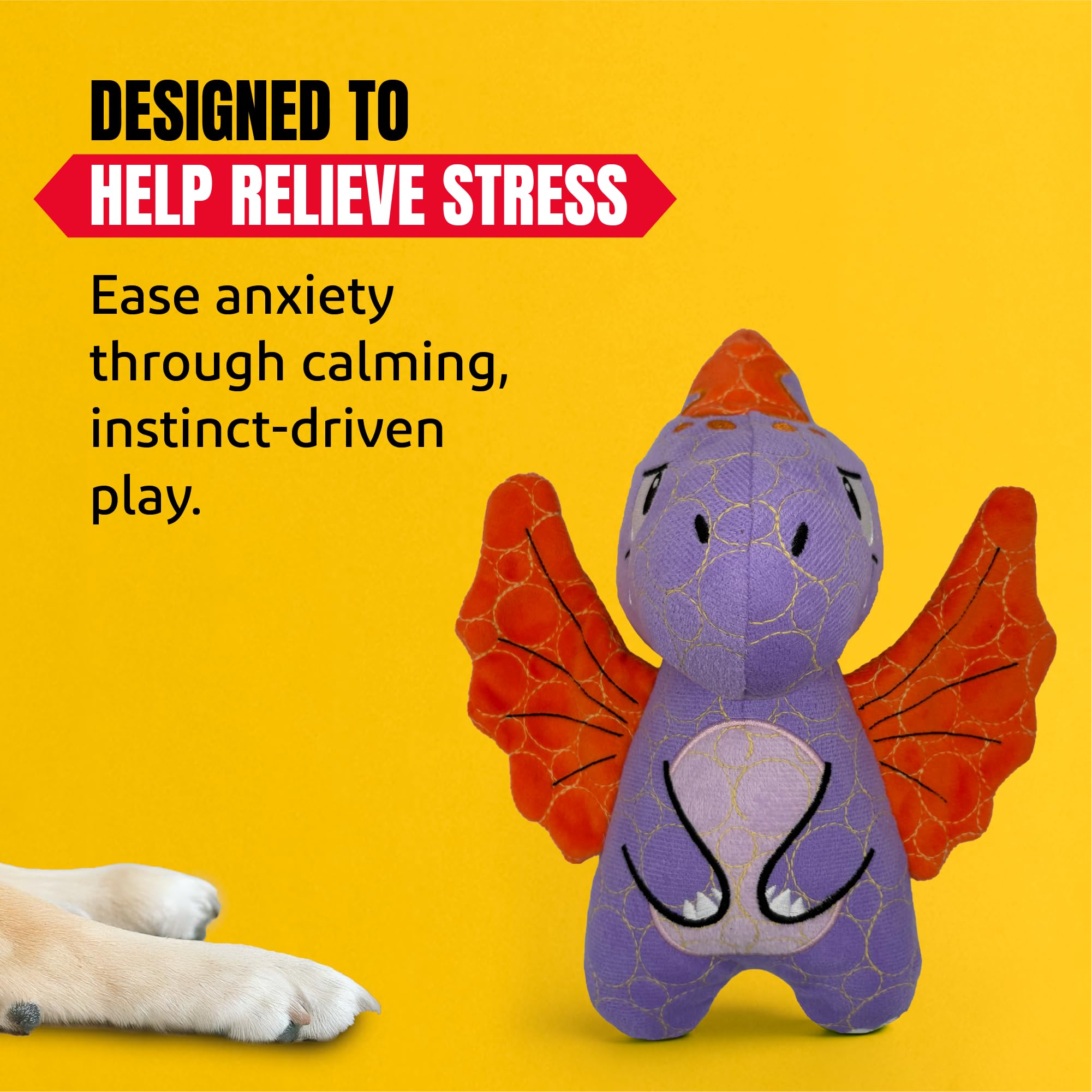 Bite Force Durable Dog Toy - Purple Dino with Squeaker, Kevlar-Reinforced for Aggressive Chewers, Model BF1140-PS