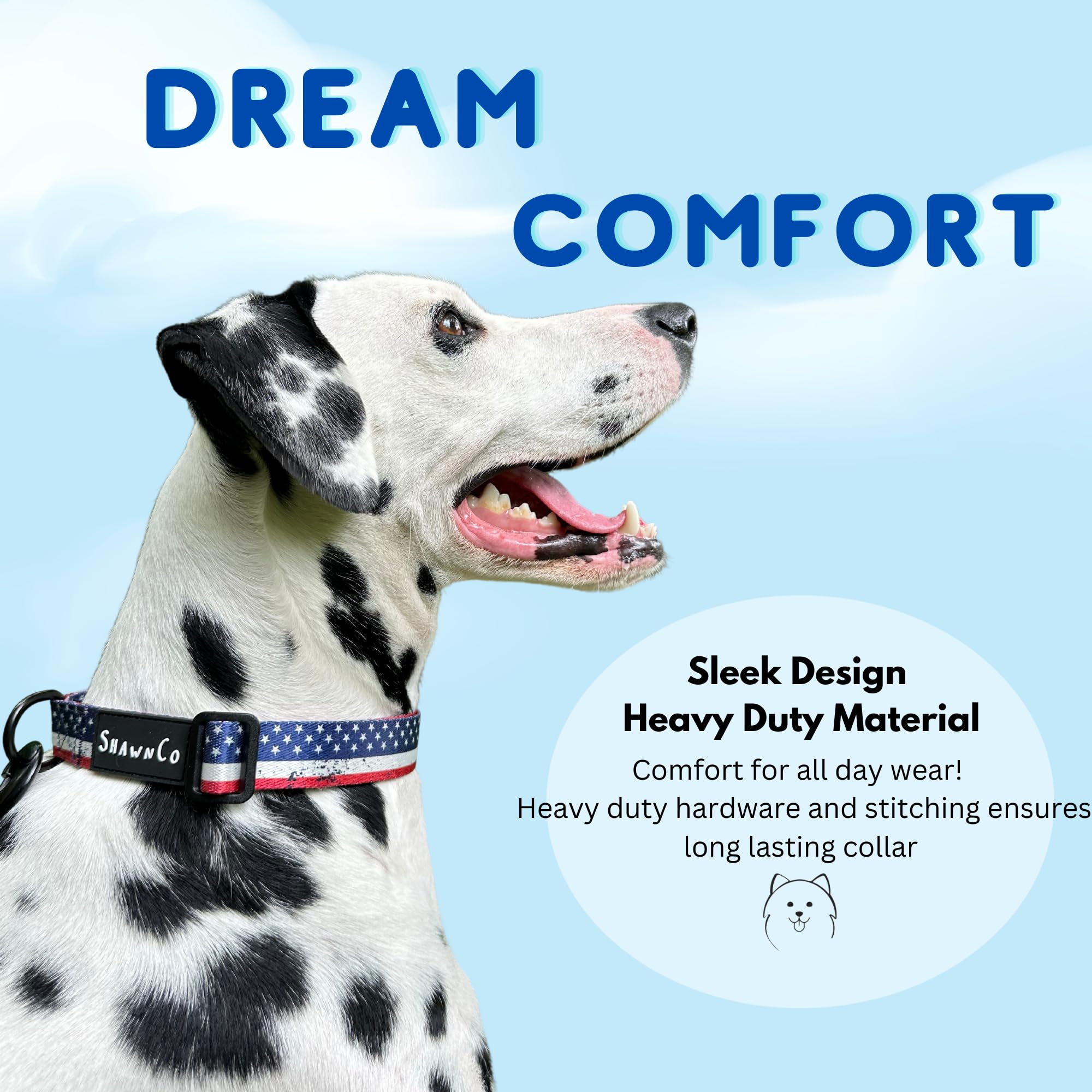 ShawnCo Dream Walk Dog Collar- Premium, Adjustable and Comfortable Pet Collar for Small, Medium, Large and Extra Large Dogs (Ele