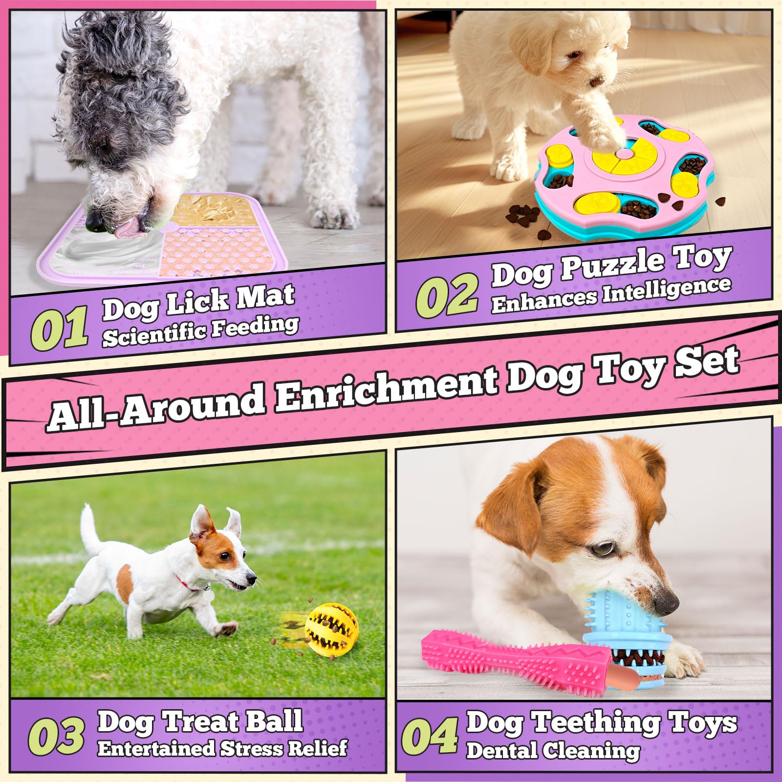 PETCARE 9 PCS Interactive Enrichment Dog Puzzle Toy Set, Mentally Stimulating Cognitive Dogs Toys for Small Medium Smart Dogs Ca
