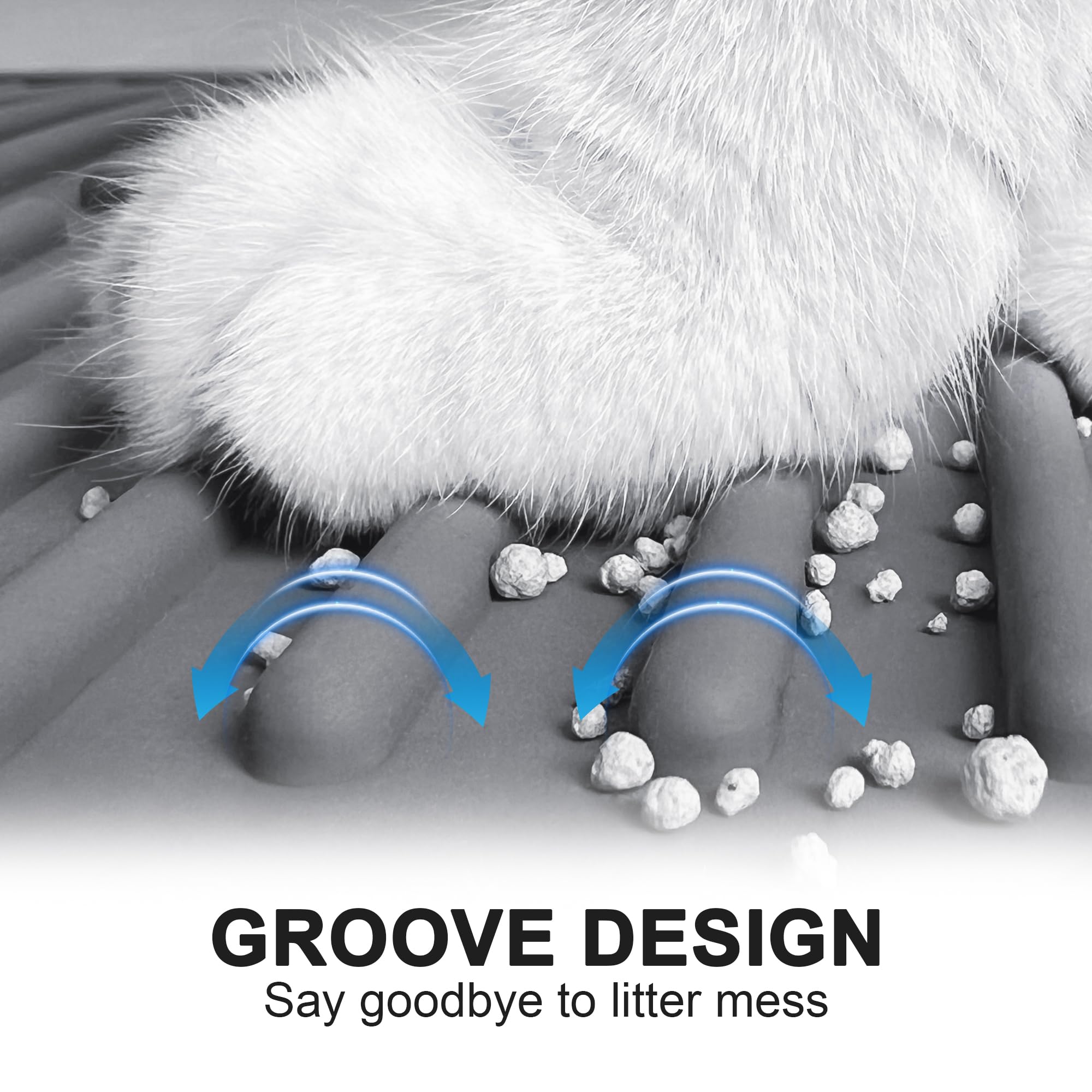 Petnova Large Silicone Litter Mat: 32'' X 21'' Groove Design Litter Trapping Mat Easy To Clean - Waterproof Urineproof Raised Ed