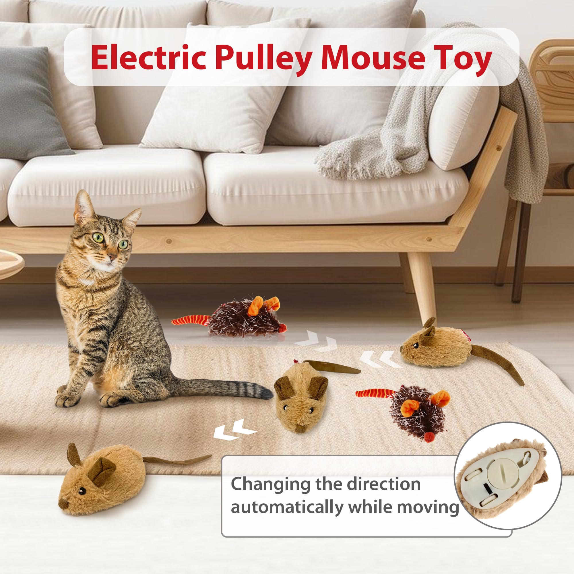 Petgeek Gigwi Interactive Cat Toys For Indoor Cats, Automatic Electronic Moving Mouse Cat Toy With Realistic Squeaky, Kitten Toy