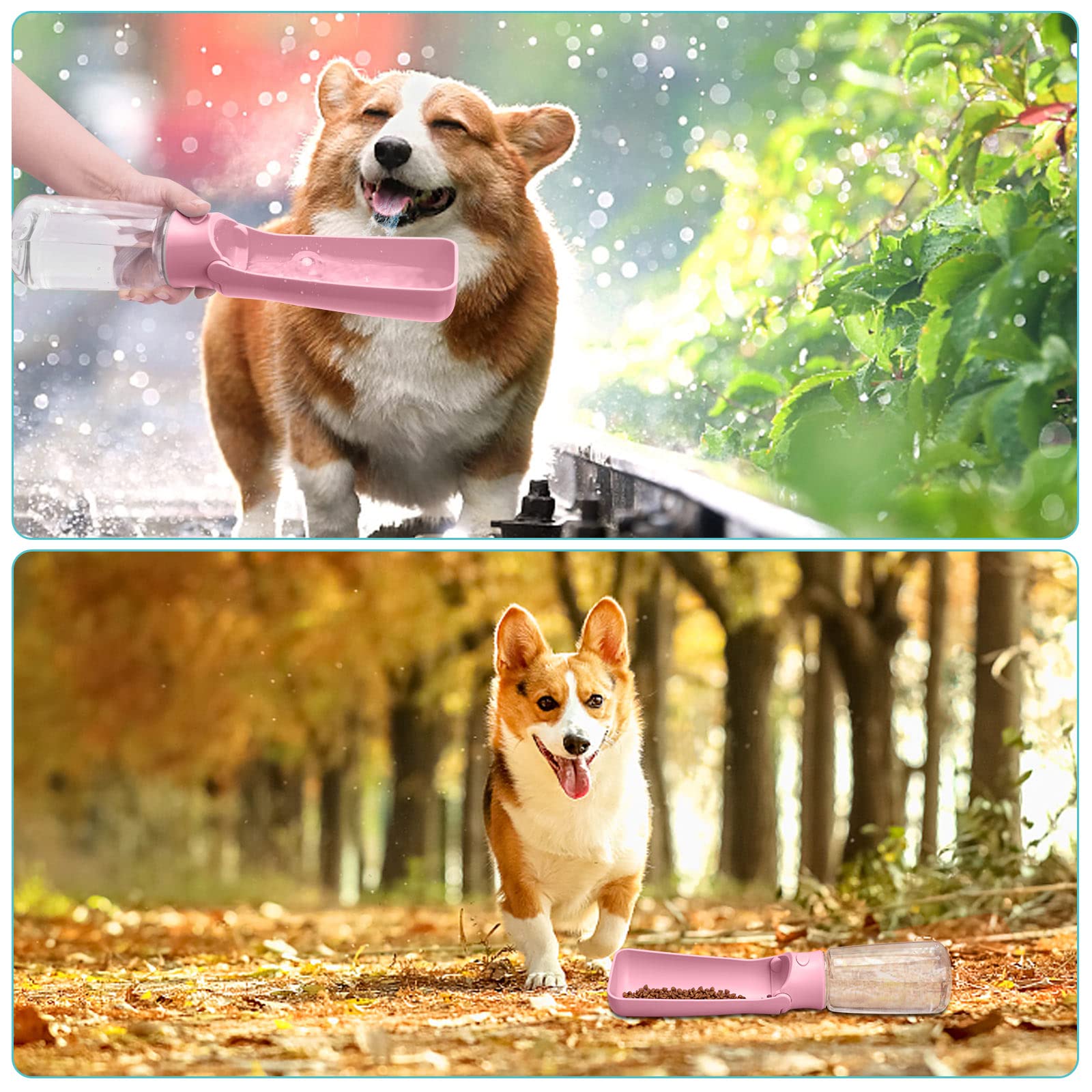 AIKIDS Portable Dog Water Bottle - Foldable Dog Water Dispenser | Leak Proof & Food Grade Plastic Travel | Pet Water Bottle for