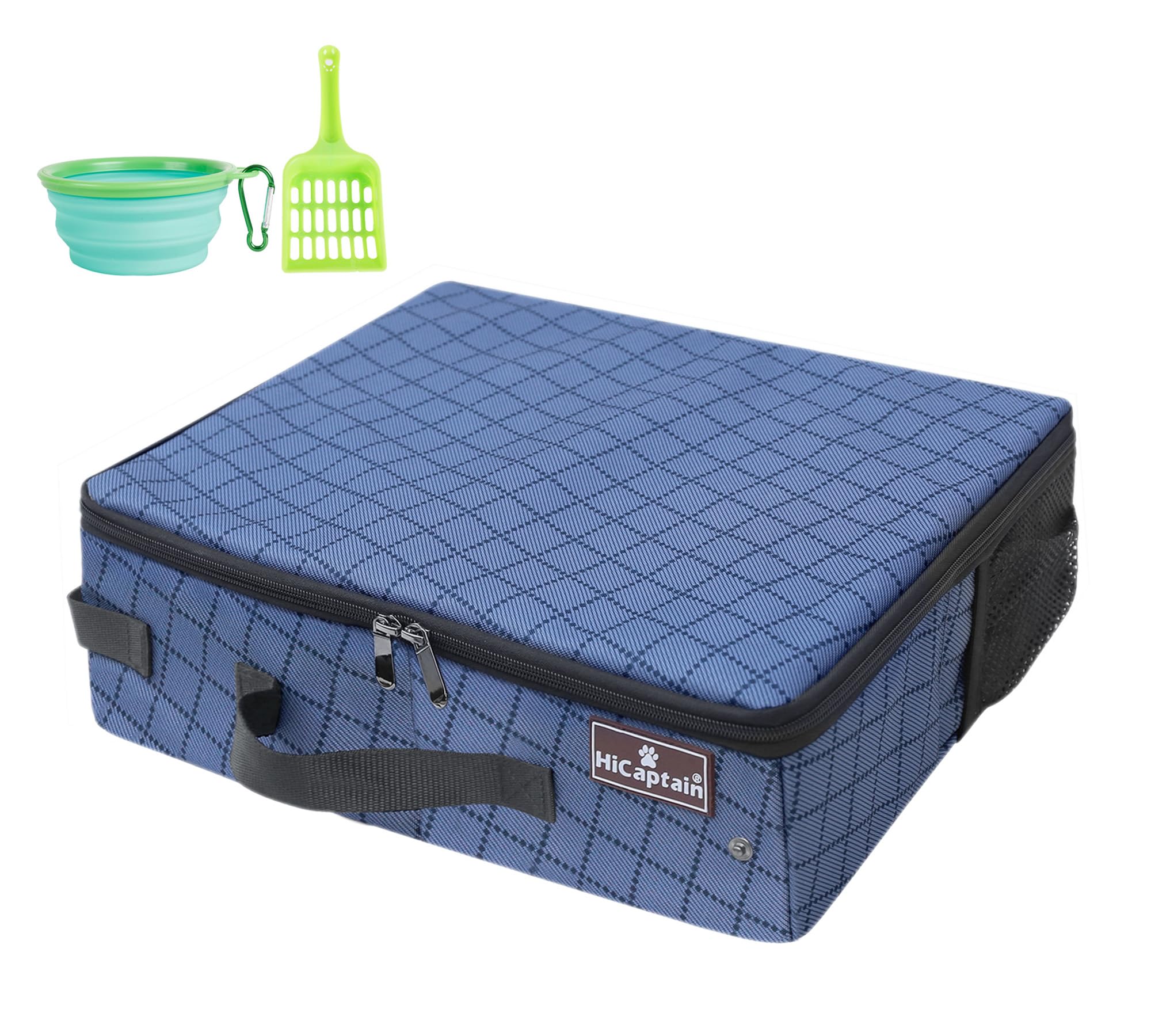 Hicaptain Portable Travel Litter Box With Lid, Foldable Cat Travel Litter Box - Leakproof, Odor-Free & Waterproof. Ideal For Roa