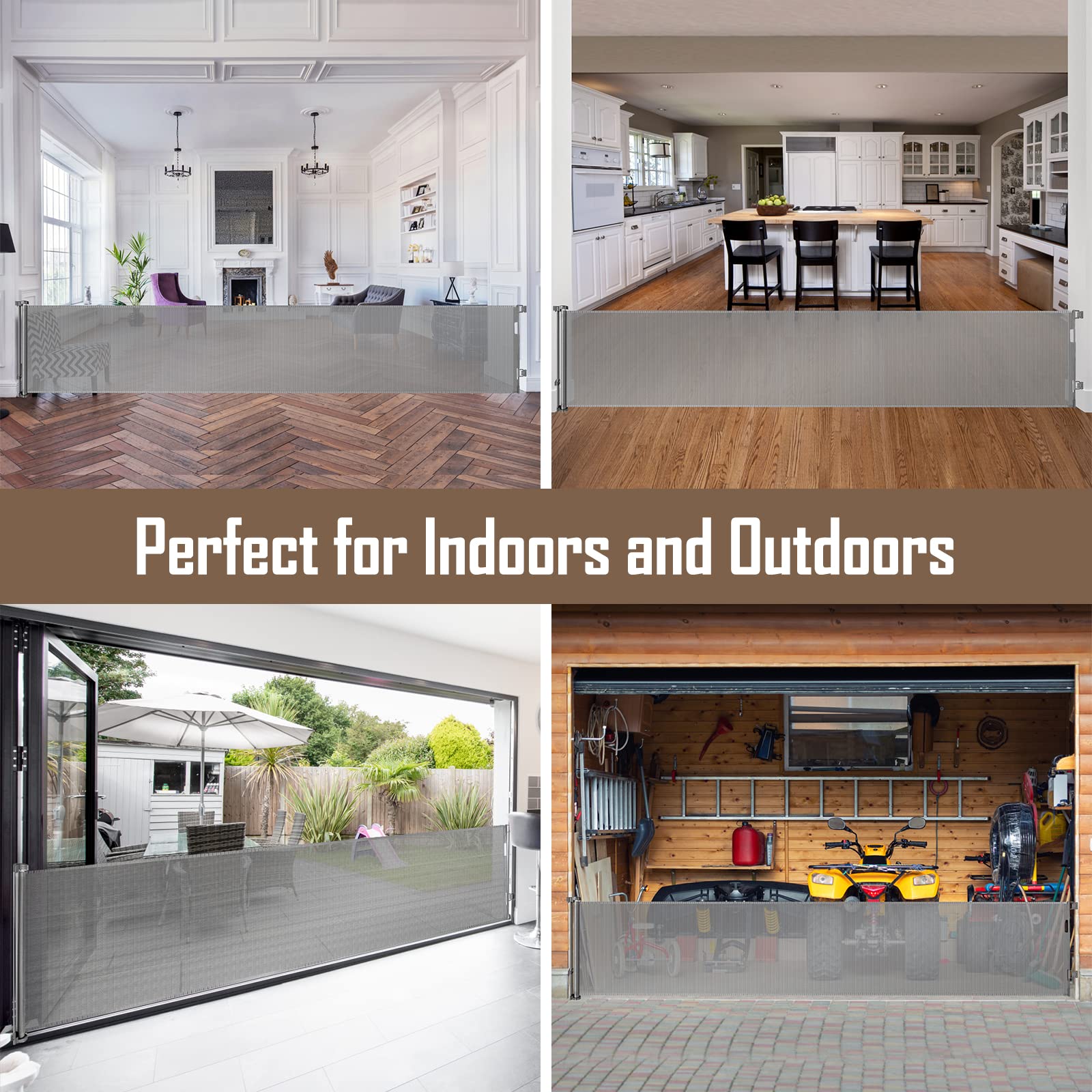 185 Inch Extra Wide Retractable Baby Gate Retractable Gate Outdoor Long Baby Gates Indoor Extra Long Dog Gate Extra Wide Baby Ga