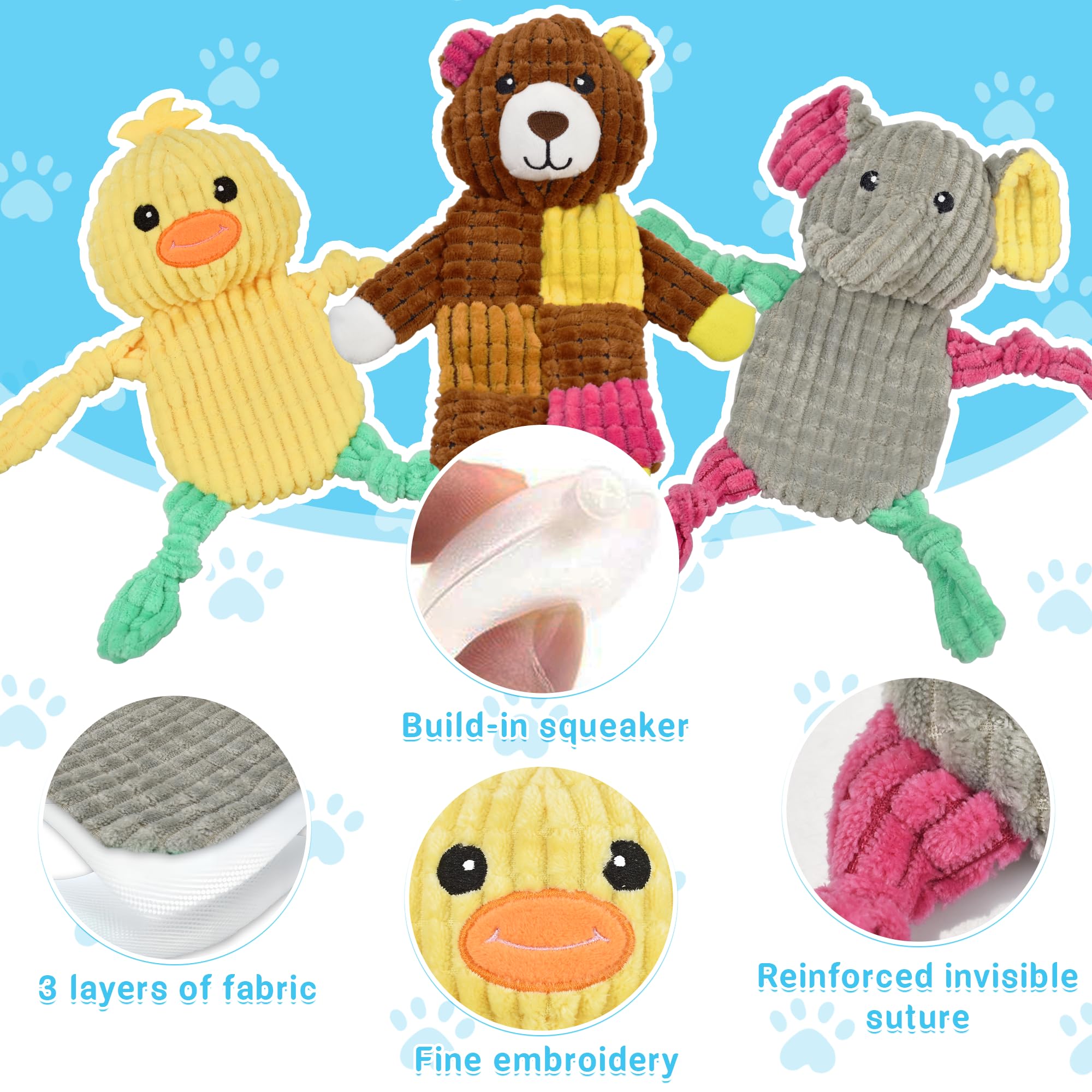 Lechong 5Pcs Squeaky And Crinkle Dog Toys For Large, Medium, And Small Dogs - Puppy Toys To Keep Them Busy - Great Value Bundle