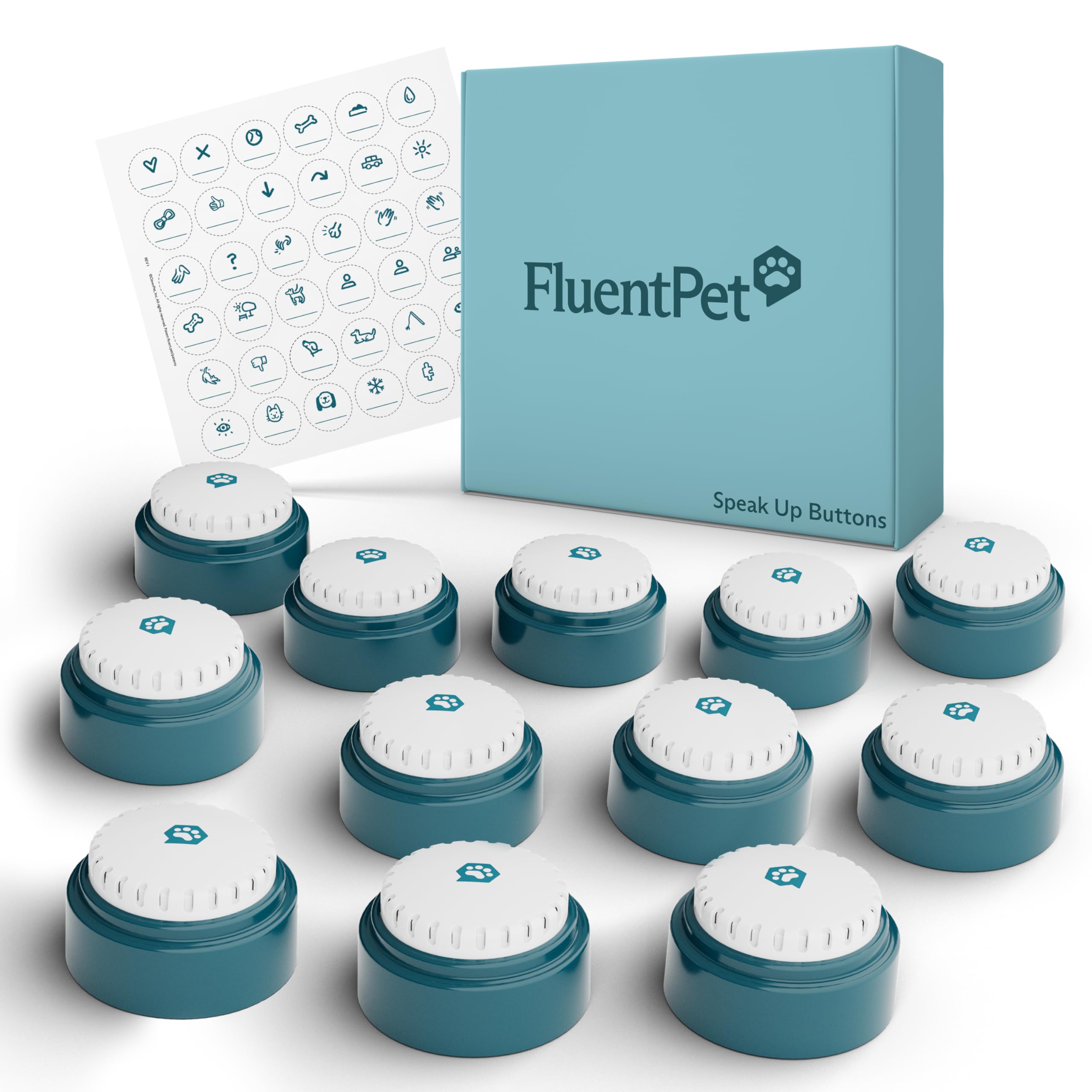 Fluentpet Speak Up! Button With Clearer Upward-Facing Sound - Recordable Buttons With Batteries Included & Premium Audio For Dog