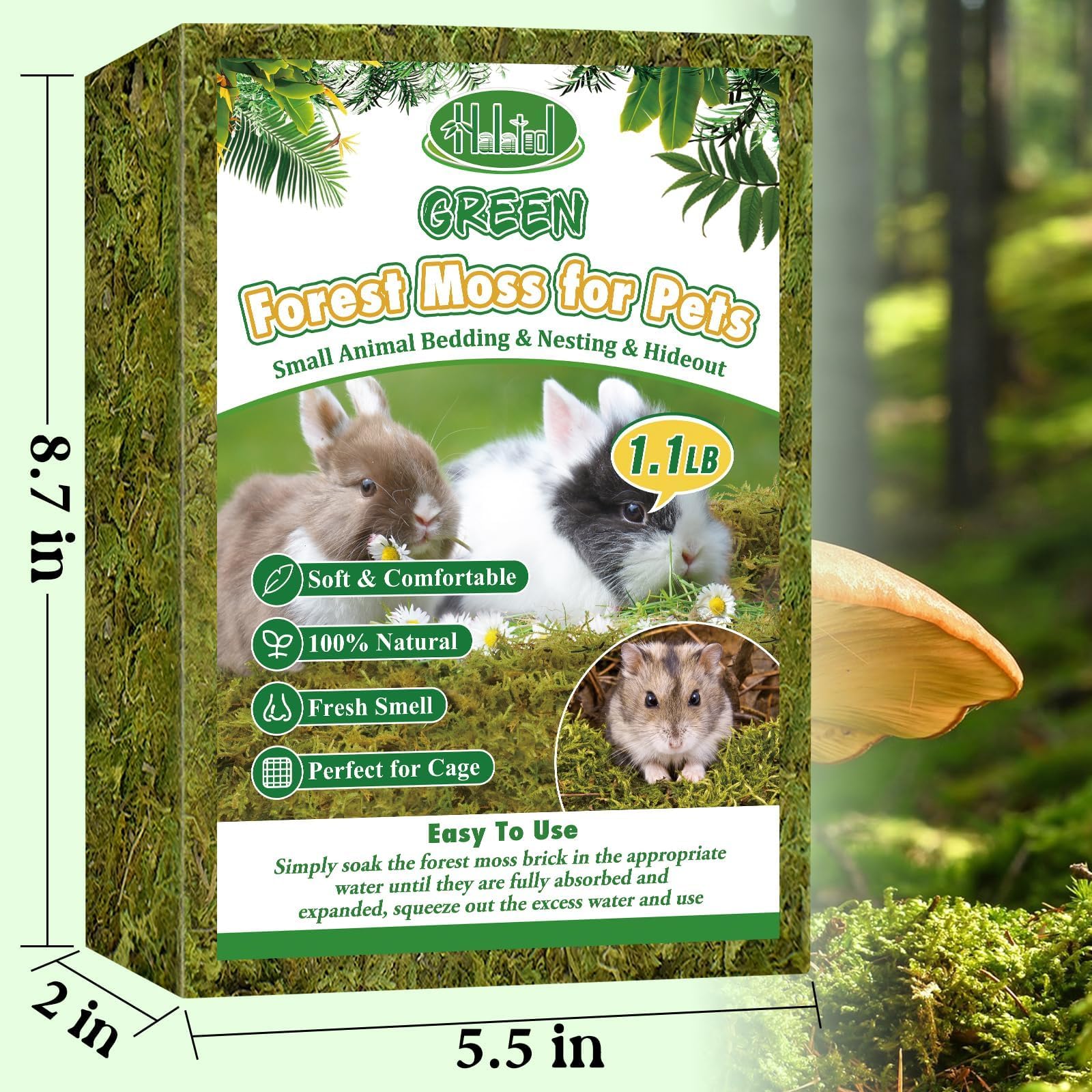 Halatool 12Qt Small Animals Bedding & Nesting Material, Forest Moss For Odor Control Rabbits Squirrels Hamsters Guinea Pigs, Sof