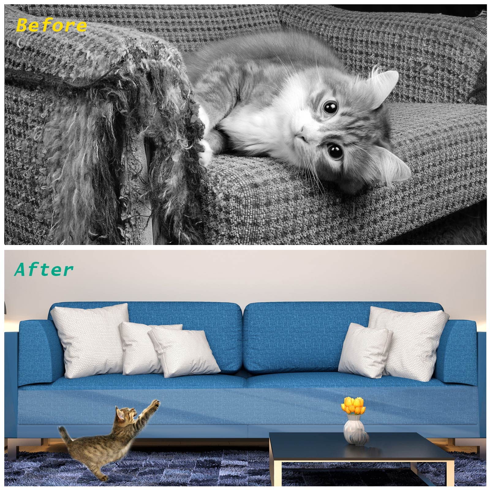 Anti Cat Scratch Furniture Protector, Thicken Couch Cover, Transparent Sticky Couch Protector for Cats and Dogs, Anti Cat Scratc