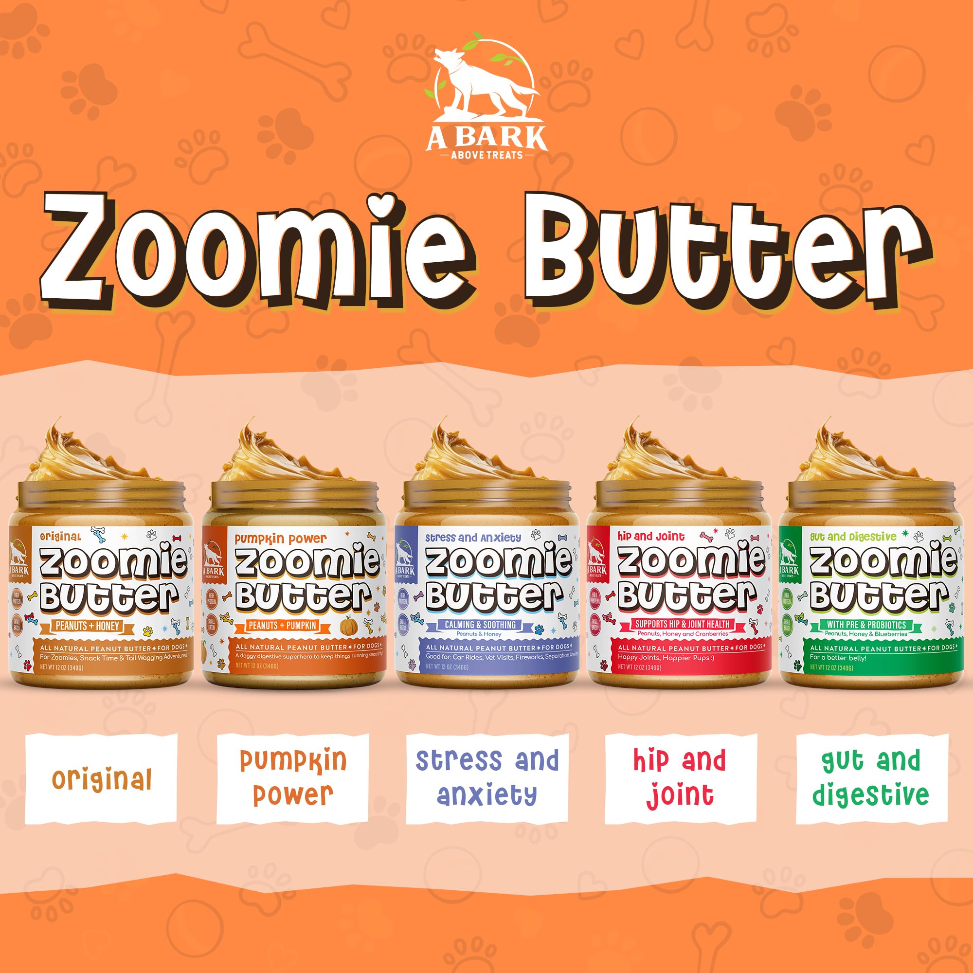 Zoomie Butter Pumpkin Power Dog Peanut Butter Spread, All Natural Dog Treat. Human Grade & Safe Puppy Food, Peanuts & Pumpkin fo