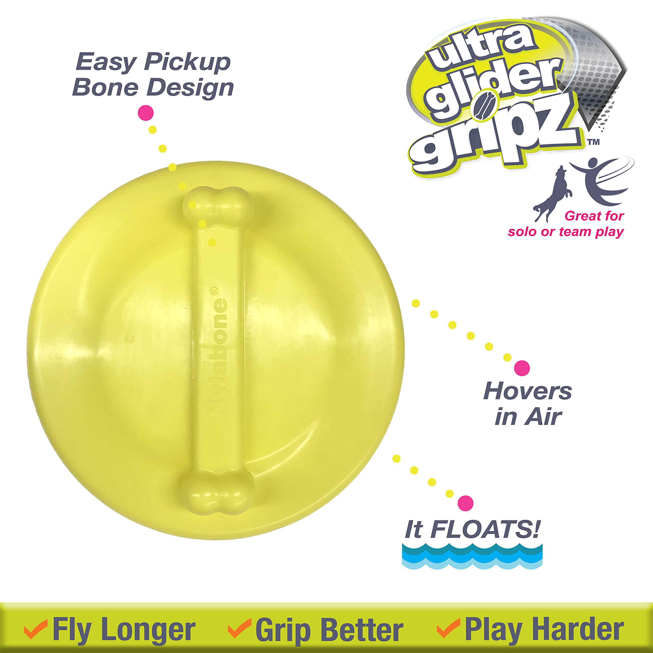 Nylabone Power Play Ultra Glider Gripz Dog Flying Disc Large (1 Count)
