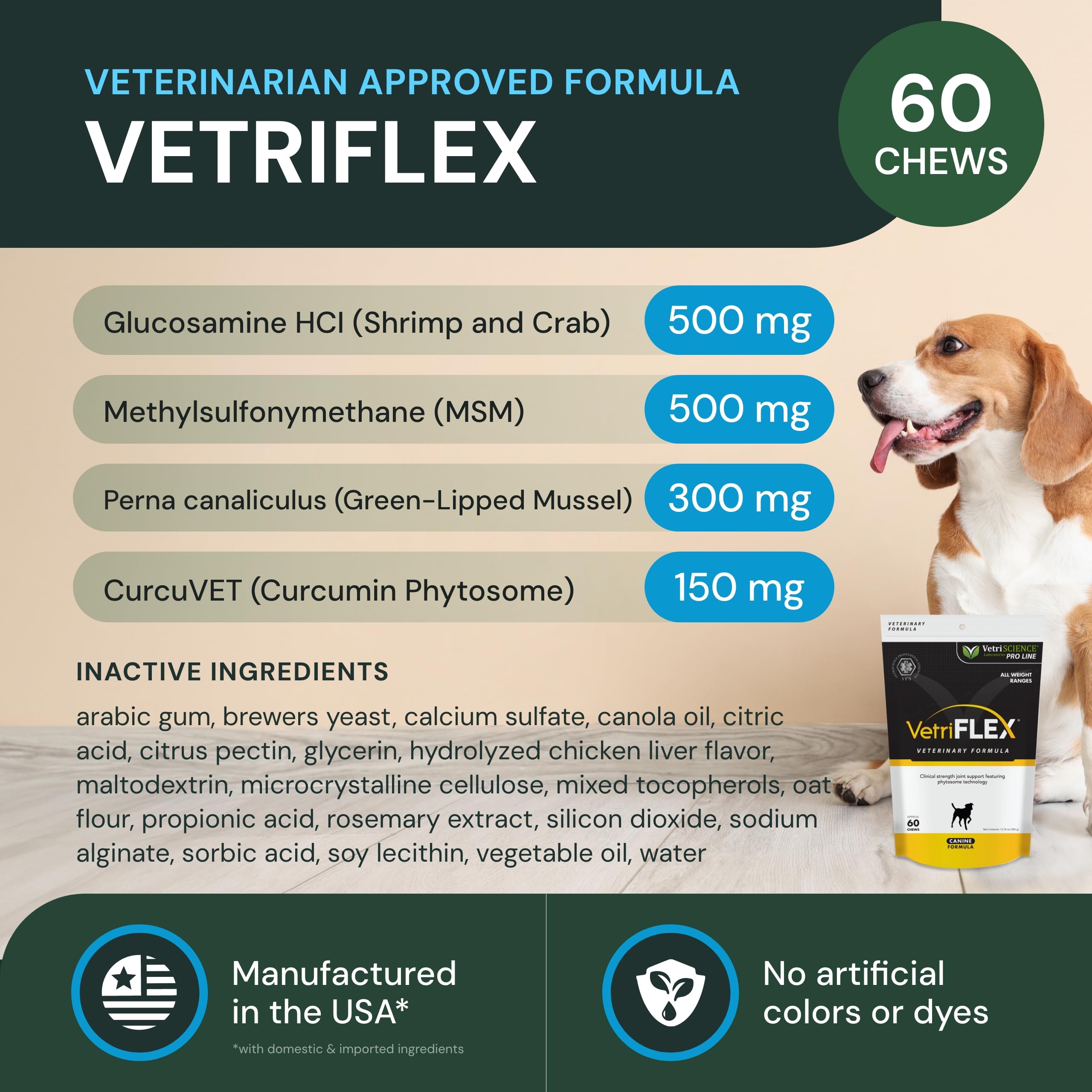 VetriScience VetriFlex Canine Formula - Active Joint Support Supplement for Dogs - Wellness Bites Support Comfortable Movement &