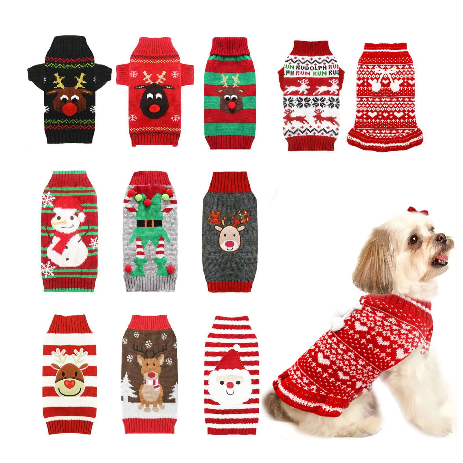 Axiijgl Dog Christmas Sweater Christmas Dog Dress Small Dog Christmas Outfits With Leash Hole Small Dog Sweater Female Cute Xsma