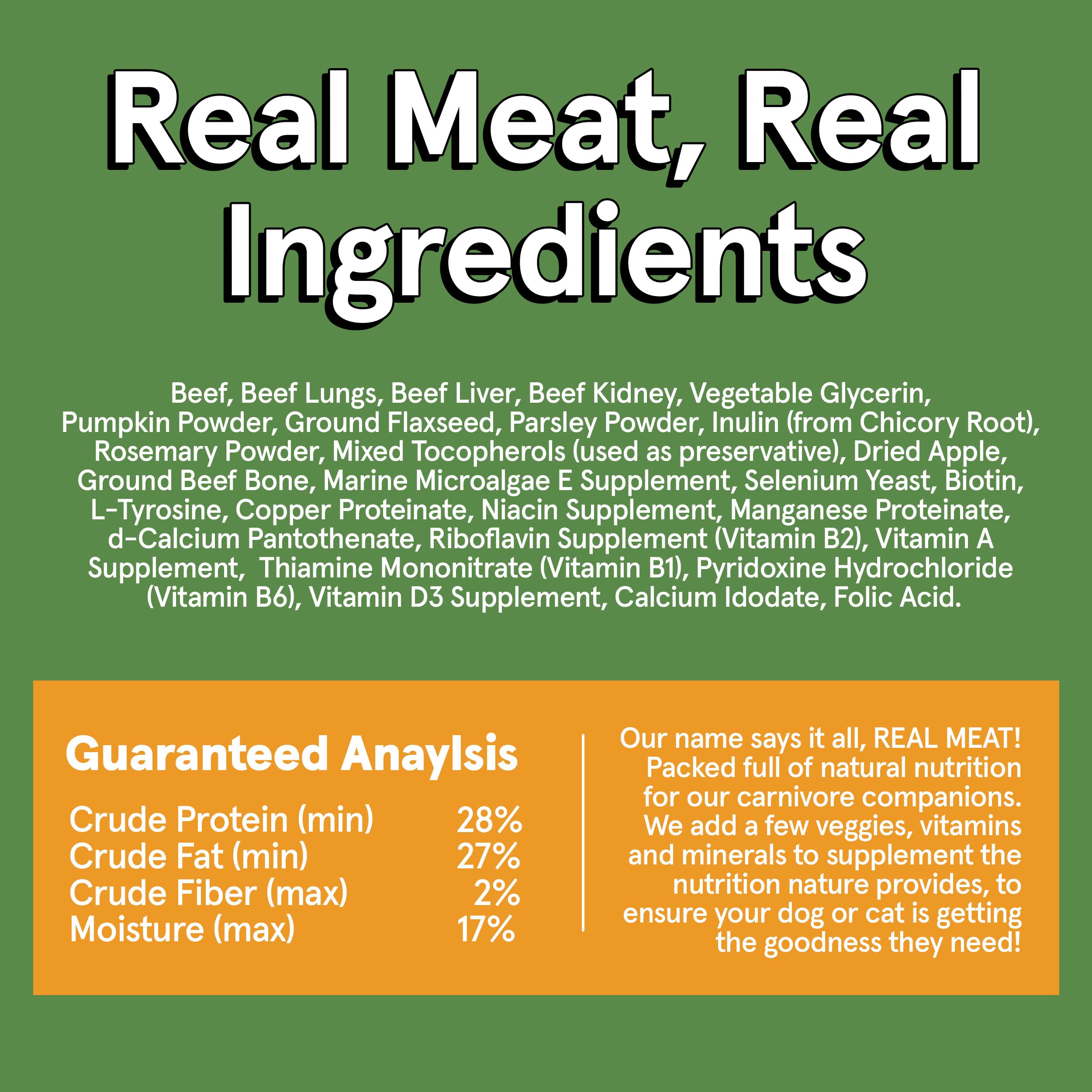 TRMC Real Meat Air Dried Dog Food - Grain-Free Beef, 2lb Bag, High Protein, USA-Crafted, Hormone-Free