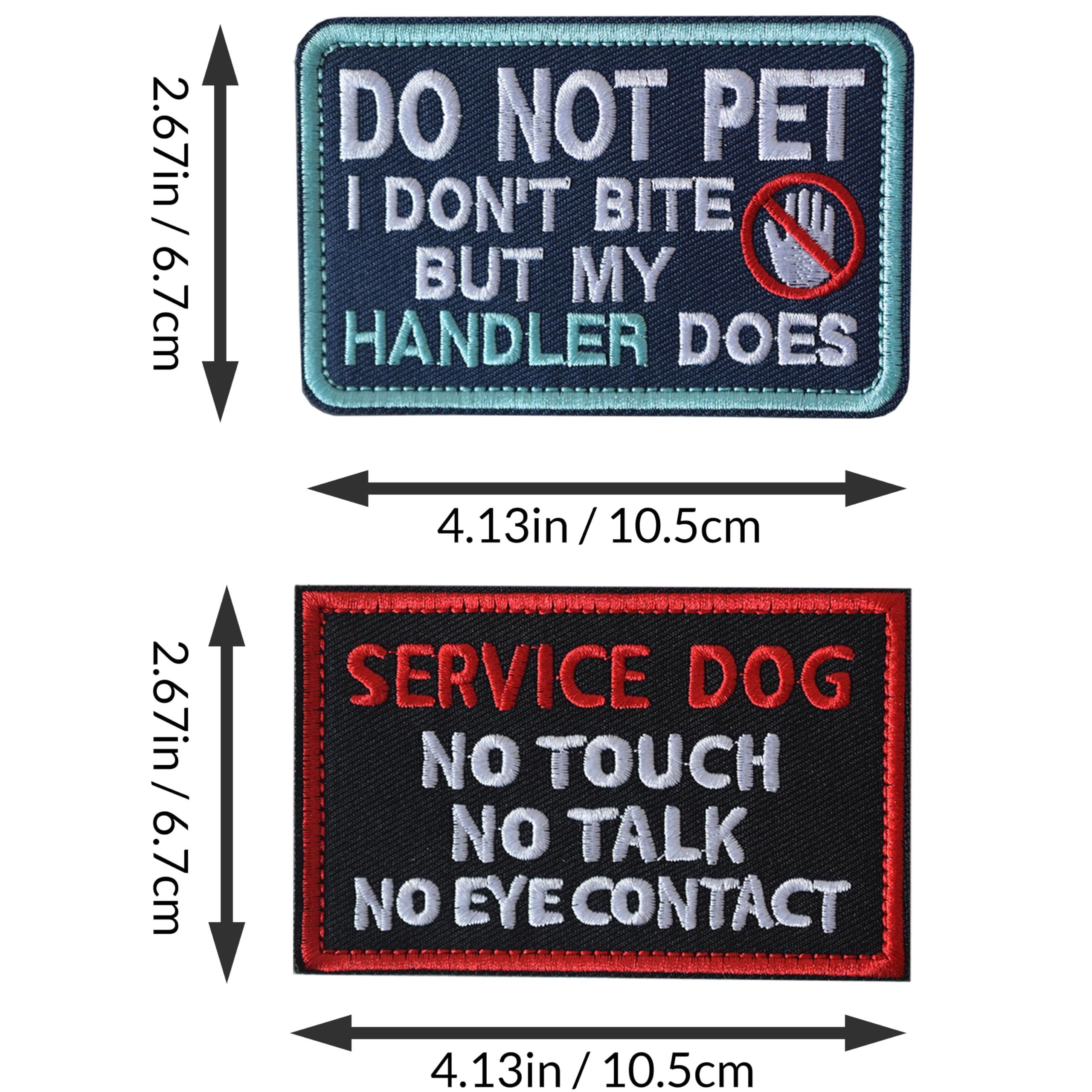 J.CARP 2 Pieces No Touch No Talk No Eye Contact Dog Patches Full Embroidered Badge Patch for Dogs Harness Vest Clothes