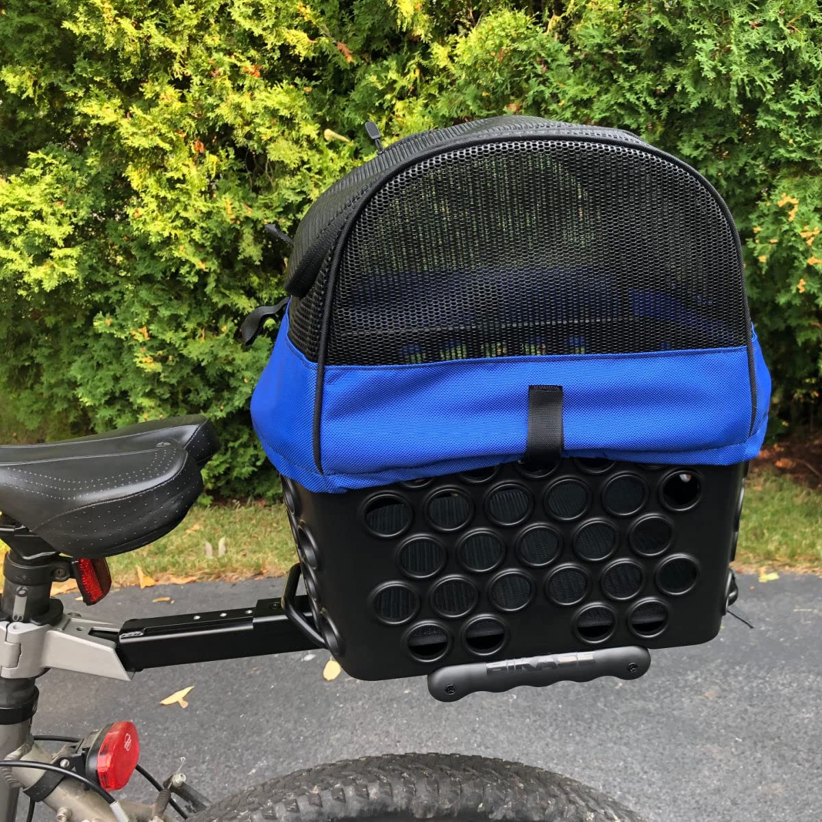 BiKASE Durable Dog Bike Basket & Carrier, Rear Mount Pet Basket for Bikes with Super Comfort Mat and Cover, Ideal for Small Dogs