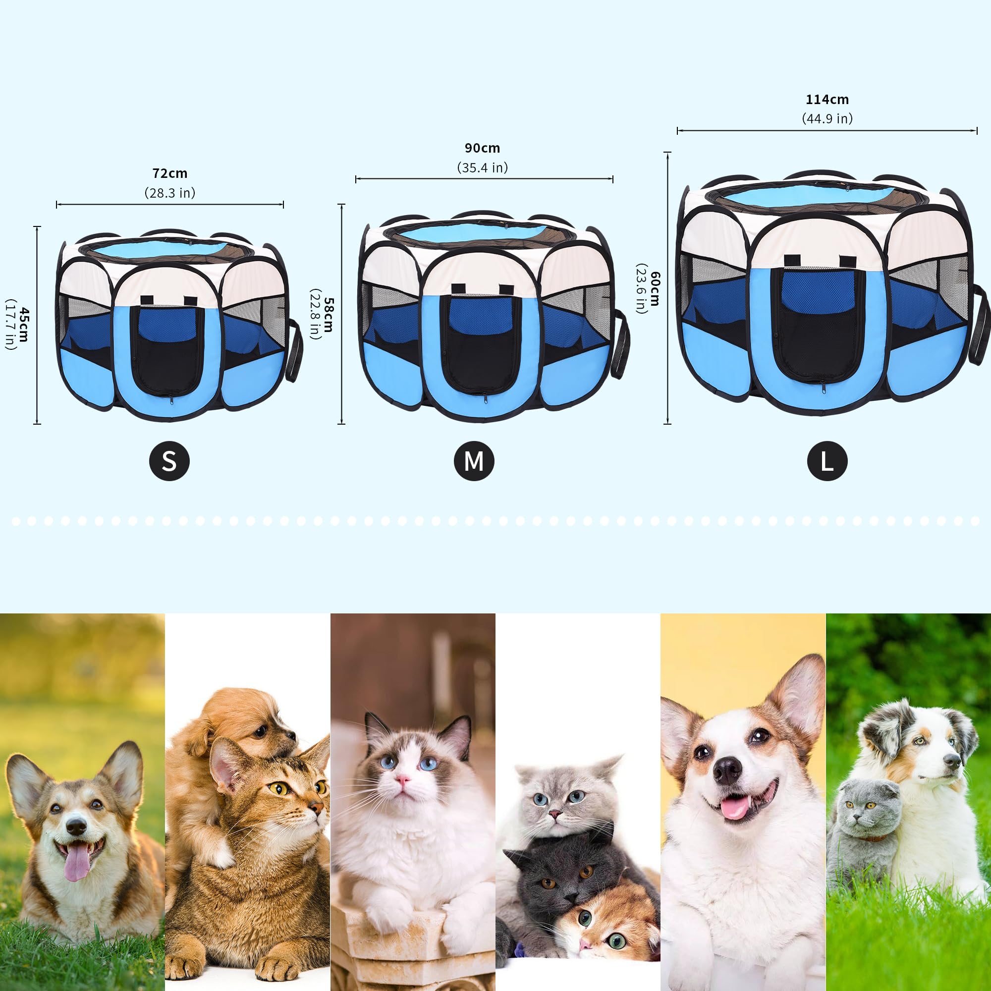 Mile High Life | Foldable Dog Playpen | Portable Dog Crate W Removable Shade Cover | Dog Kennel Indoor/Outdoor W Carry Case | Pen Tent For Dog/Cat/Rabbit(Blue, Small (29'X29'X17'))