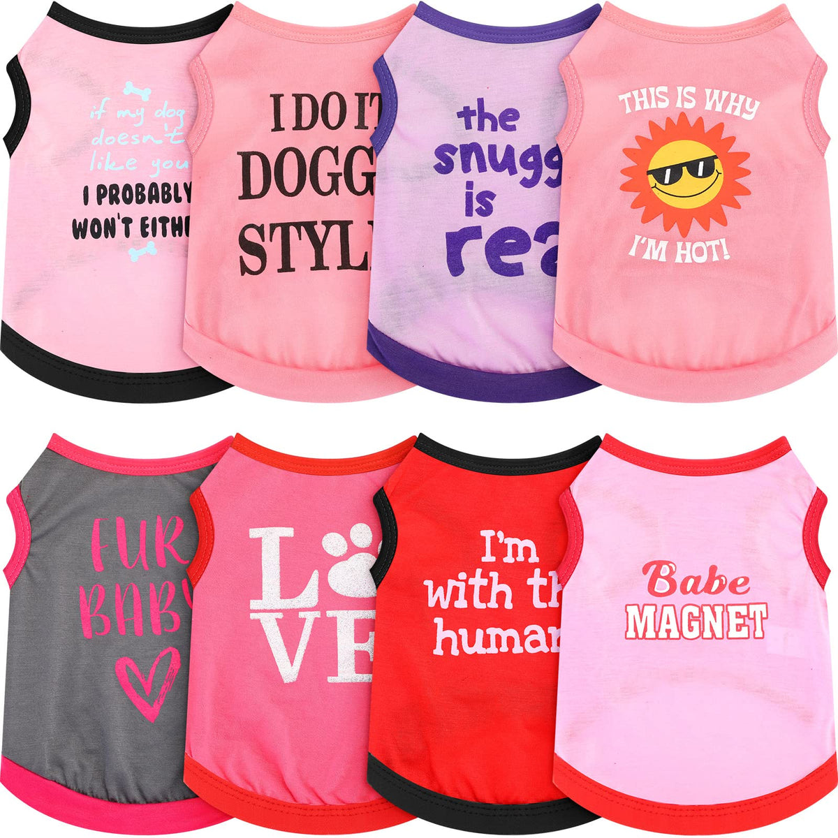 8 Pieces Pet Shirts Printed Puppy Shirts Soft Dog Shirt Pullover Dog T Shirts Cute Dog Sweatshirts Valentine'S Day Puppy Girl Clothes Dog Outfits Small Dog For Pet Dogs Cats (Size S