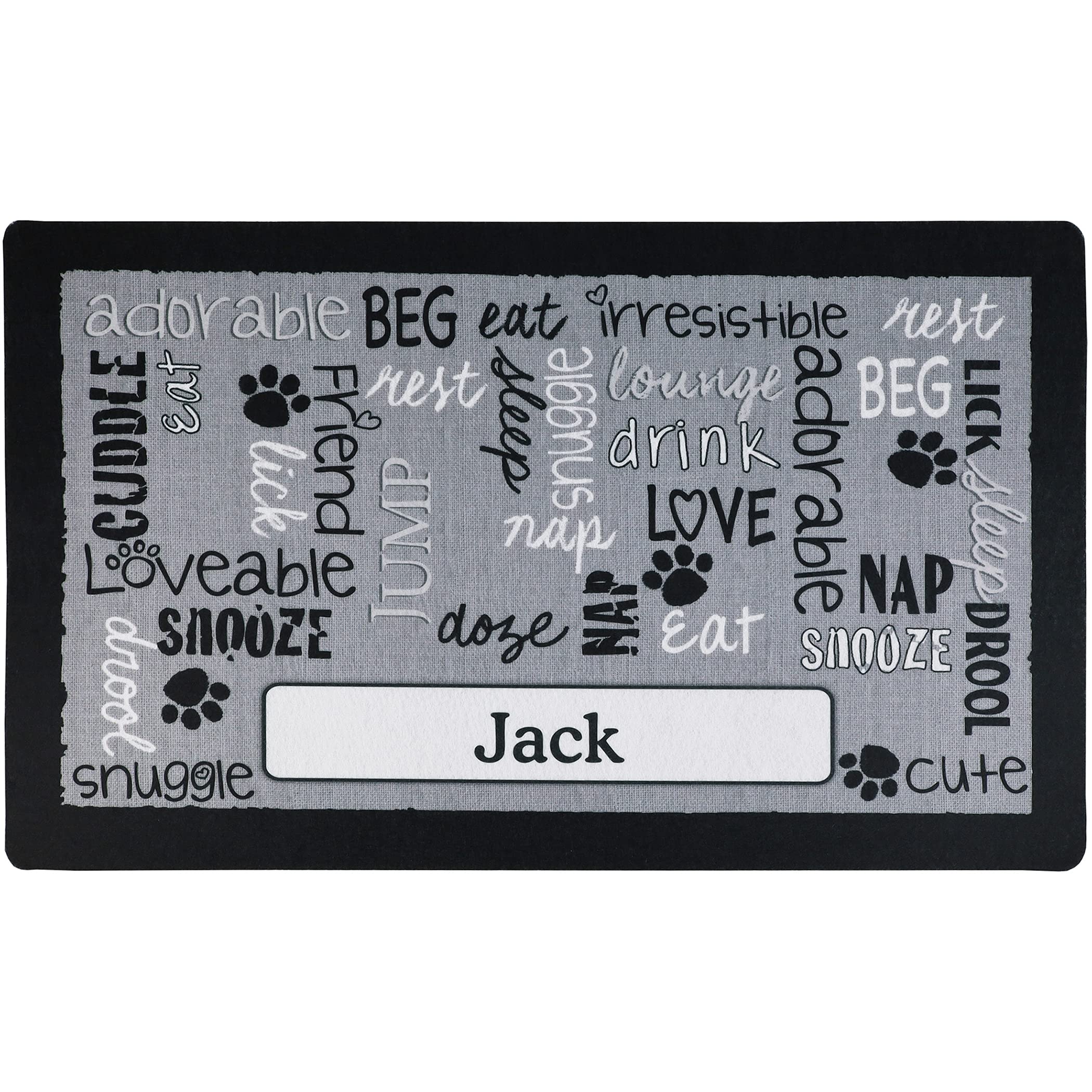 Drymate Personalized Pet Bowl Placemat, Custom Dog & Cat Food Feeding Mat - Absorbent Fabric, Waterproof Backing - Machine Washa