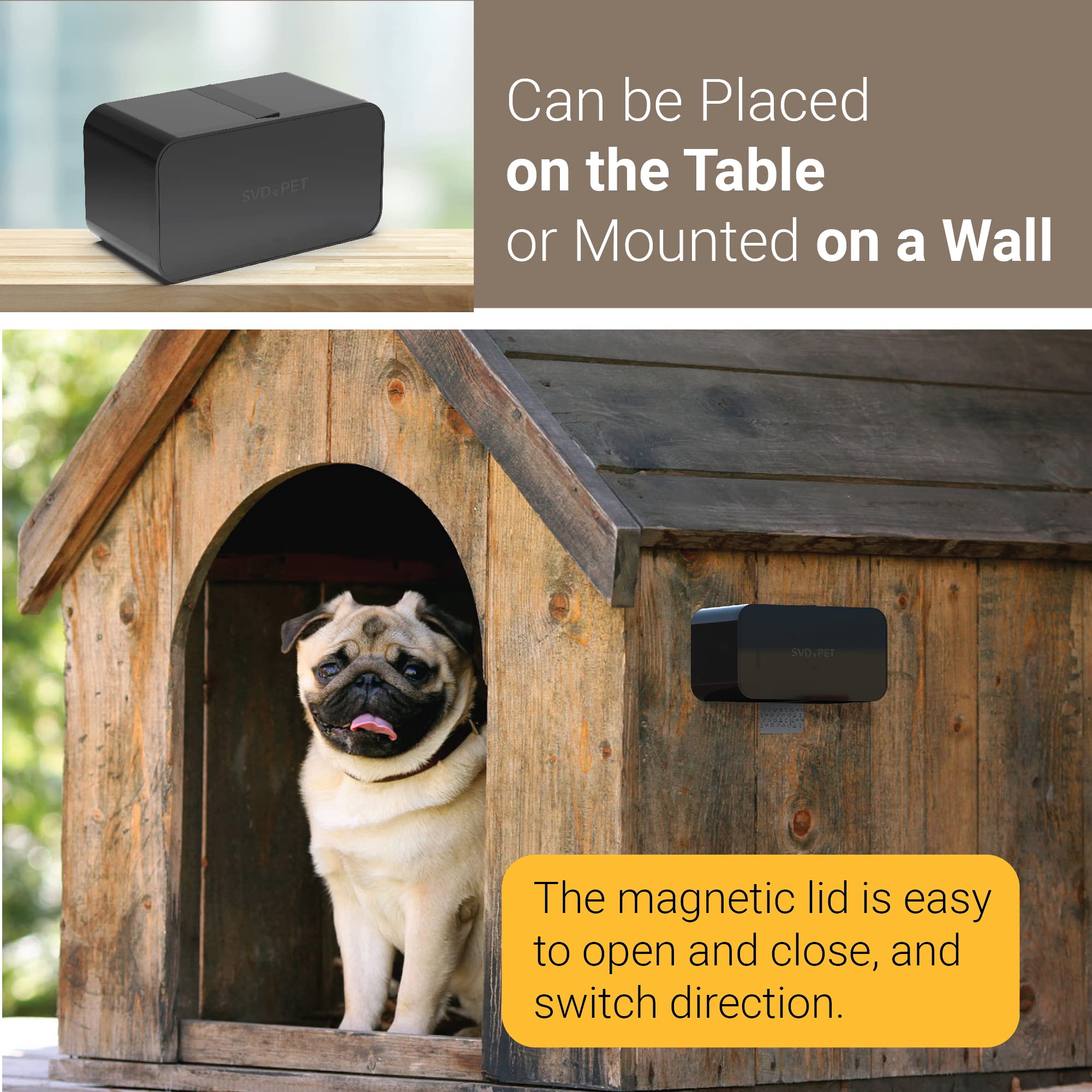 Svd.Pet Dog Poop Bag Dispenser With 120 Bags, Wall Mount Waste Bag Dispenser, Holds 8 Rolls Of Waste Bags, Indoor/Outdoor Wall Mount Or Place On Table(Black, Dispenser + Bags)