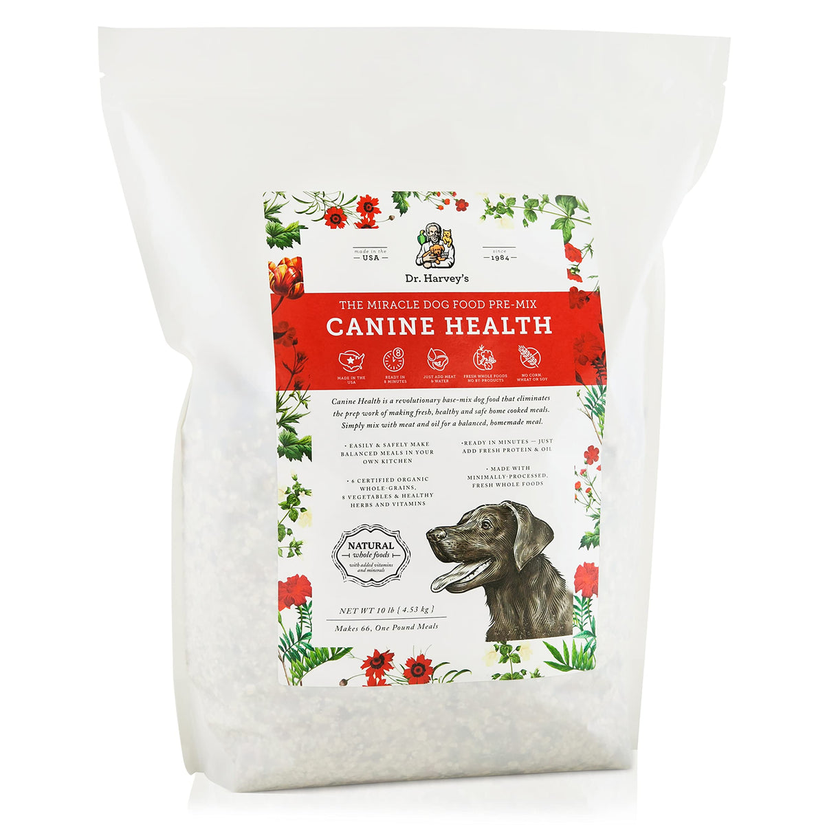 Dr. Harvey'S Canine Health Miracle Dog Food, Human Grade Dehydrated Base Mix For Dogs With Organic Whole Grains And Vegetables (10 Pounds)