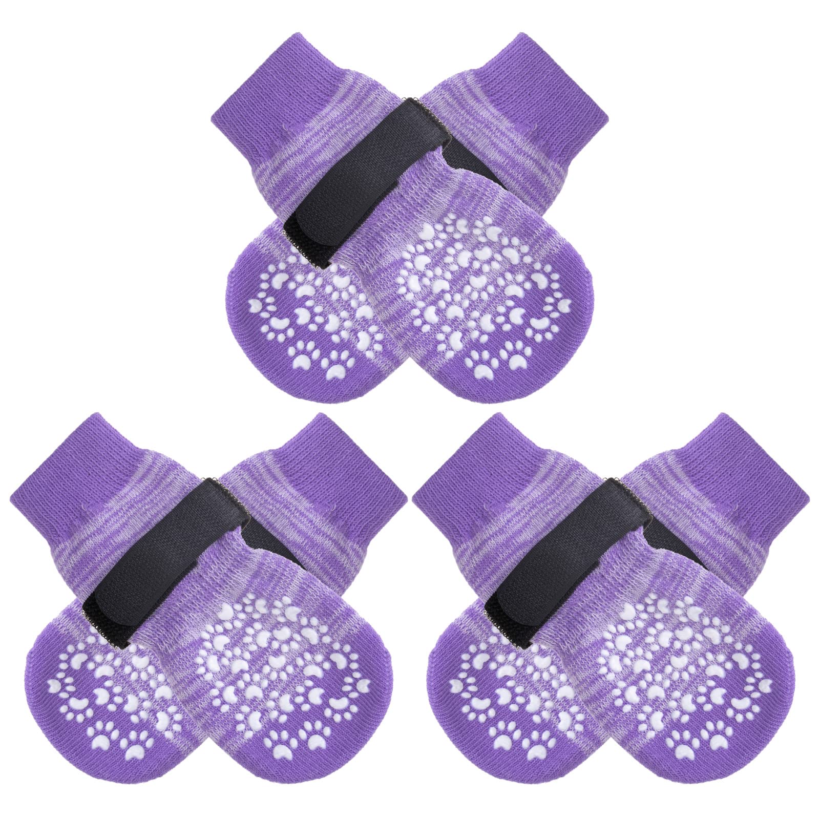 Expawlorer Double Side Anti-Slip Dog Socks With Adjustable Straps-Strong Grips Traction Control For Indoor On Hardwood Floor Wear,Best Paw Protector For Puppy Small Medium Large Dogs,X-Large (6 Count)