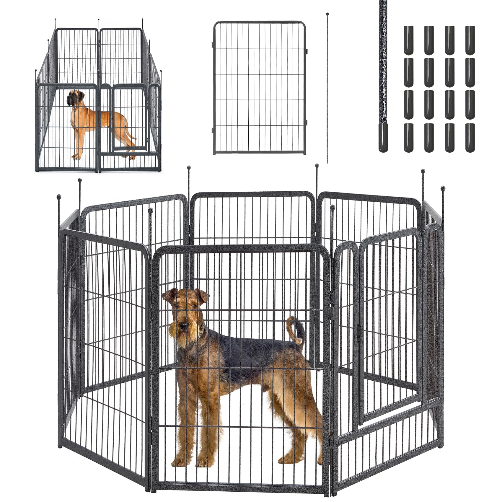 Mestyl Dog Playpen, 40'' Height 8 Panels Outdoor Pet Play Pen, Big Dog Exercise Play Pen For Large/Medium/Small Dogs, Foldable P