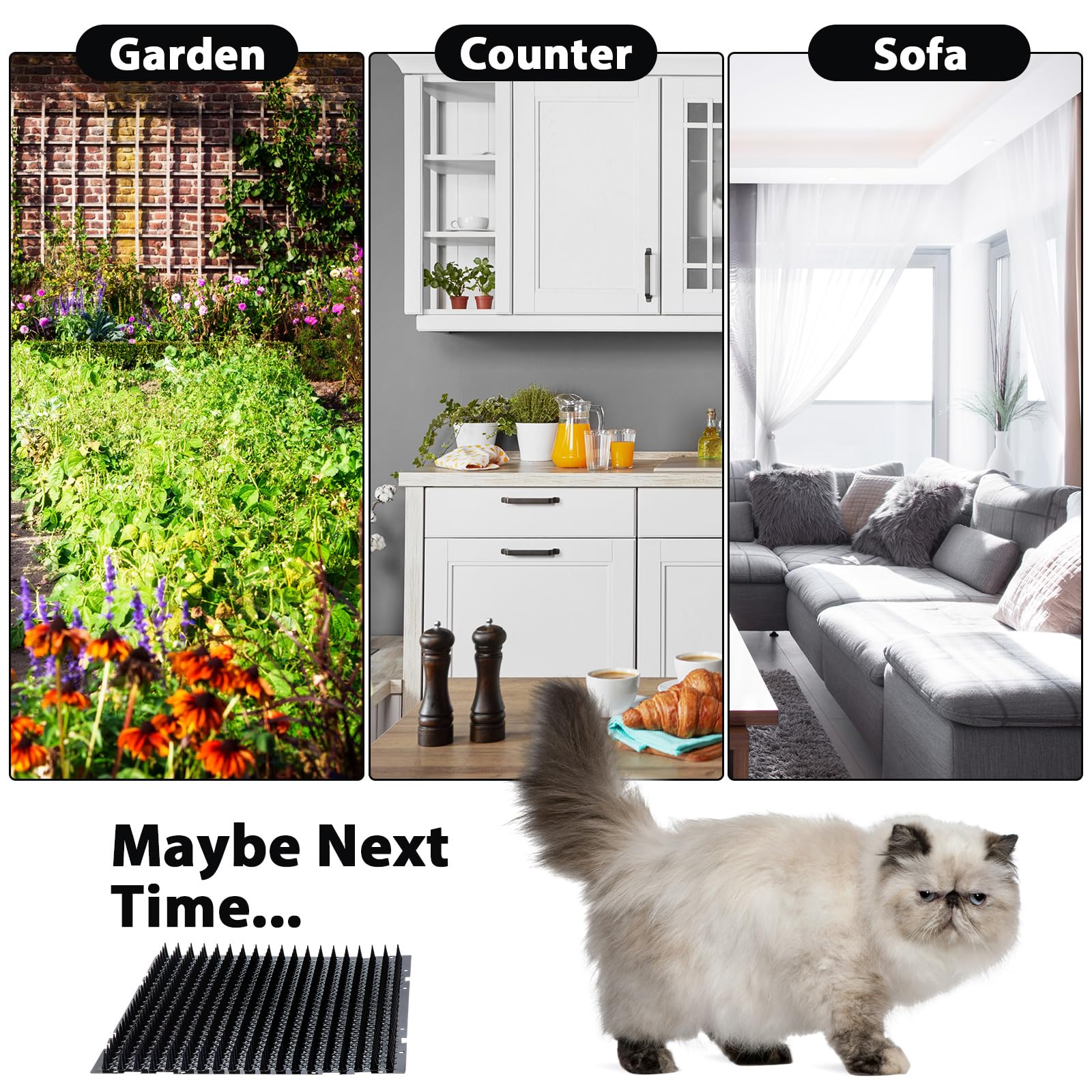 16 Pack Cat Repellent Outdoor Mat Cats Dogs Plastic Bendable Spiked Deterrent Training Repellent PET Mats with Spikes for Indoor