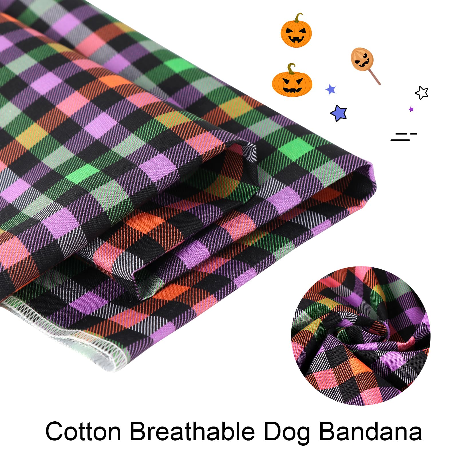 Aring Pet Halloween Dog Bandana, Cotton Fall Dog Bandanas, Soft Comfortable Halloween Plaid Pet Scarf Dog Triangle Bibs For Small To Large Dogs And Cats