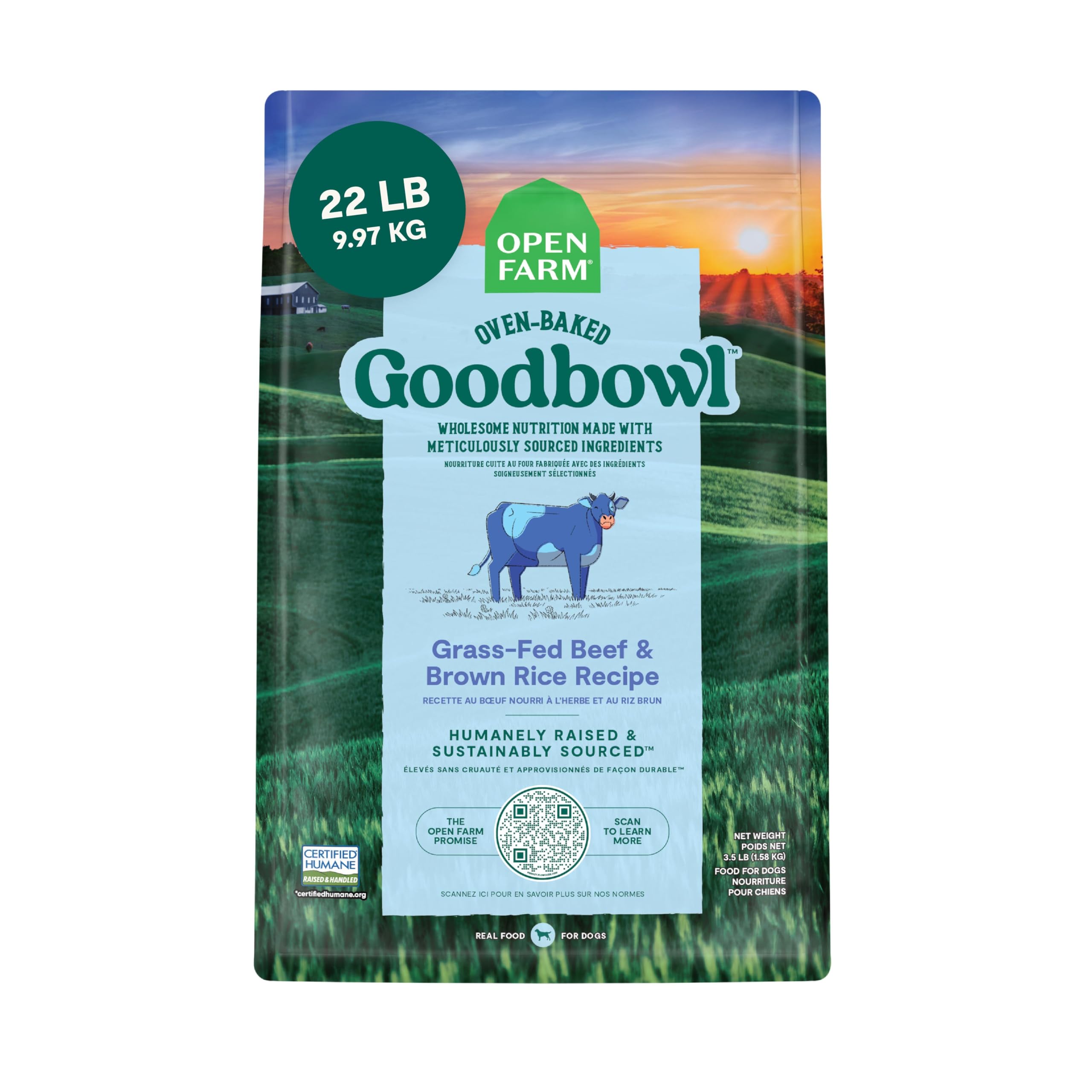 Open Farm Goodbowl, Oven-Baked Small Batch Dry Dog Food - Grass-Fed Beef & Brown Rice Recipe, Includes Non-GMO Produce & Grains,