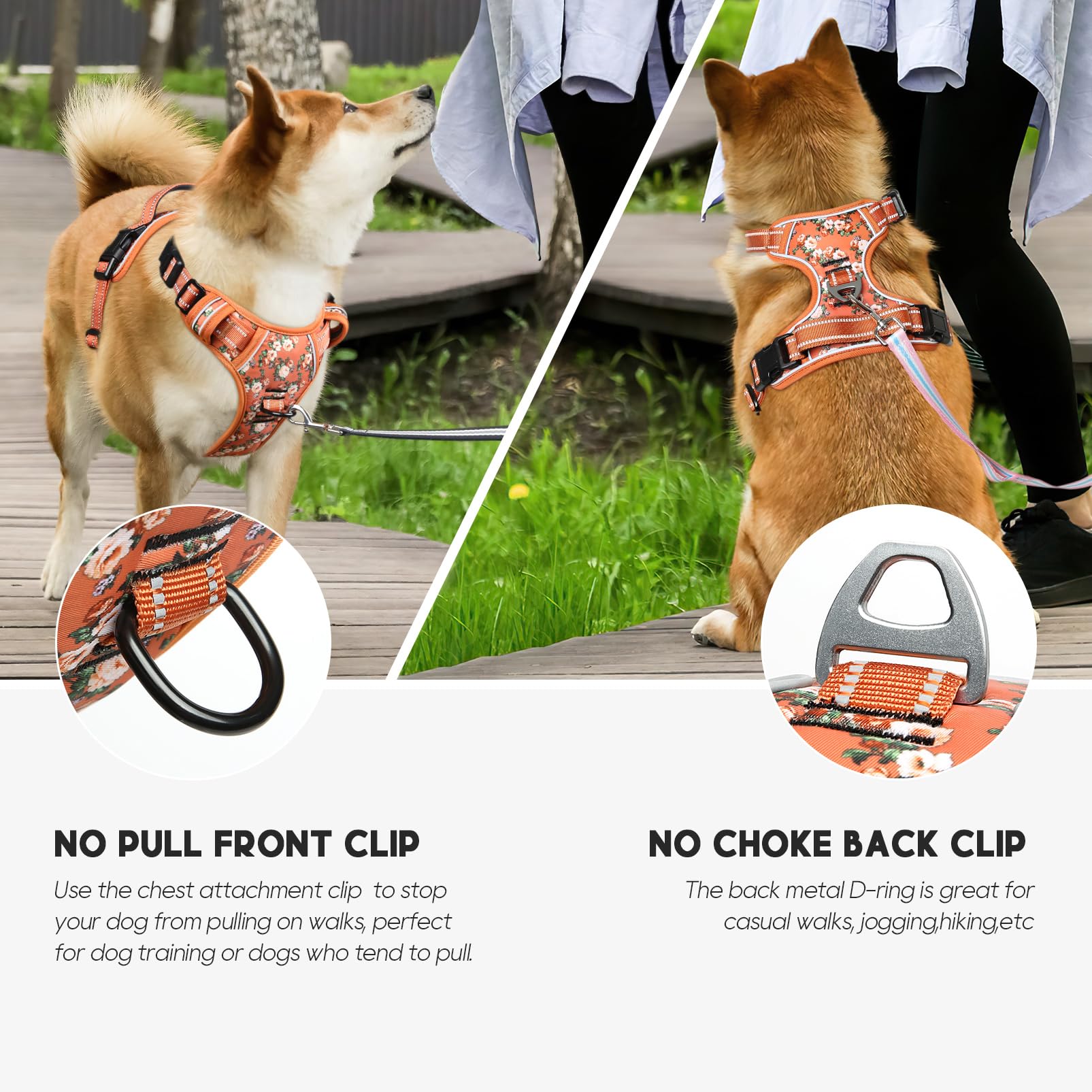 Timos Dog Harness For Large Dogs, No Pull Service Vest With Reflective Strips And Control Handle,No Choke Dog Harness With 2 Met