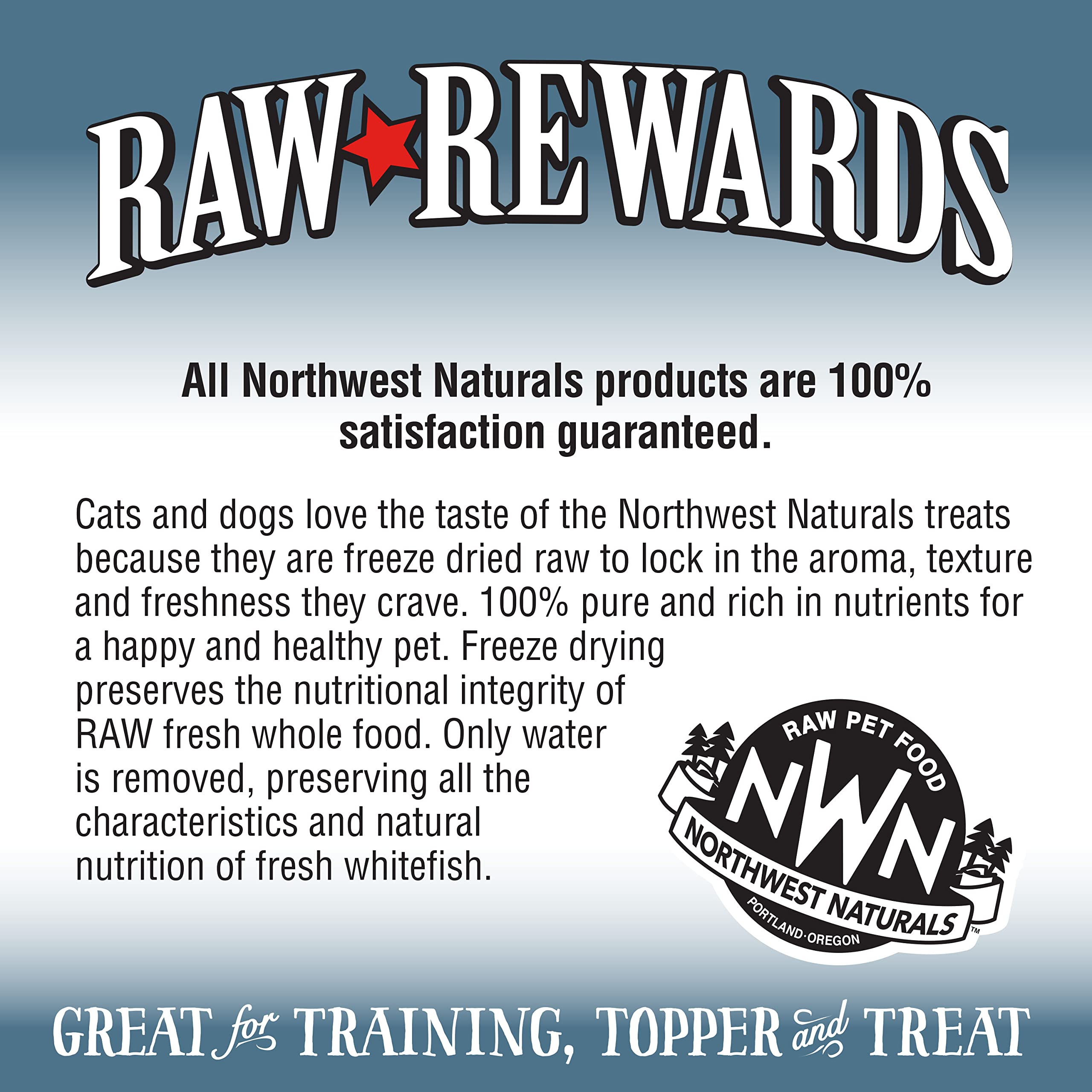 Northwest Naturals Raw Rewards Freeze-Dried Whitefish Treats for Dogs and Cats - Bite-Sized Pieces - Healthy, 1 Ingredient, Huma