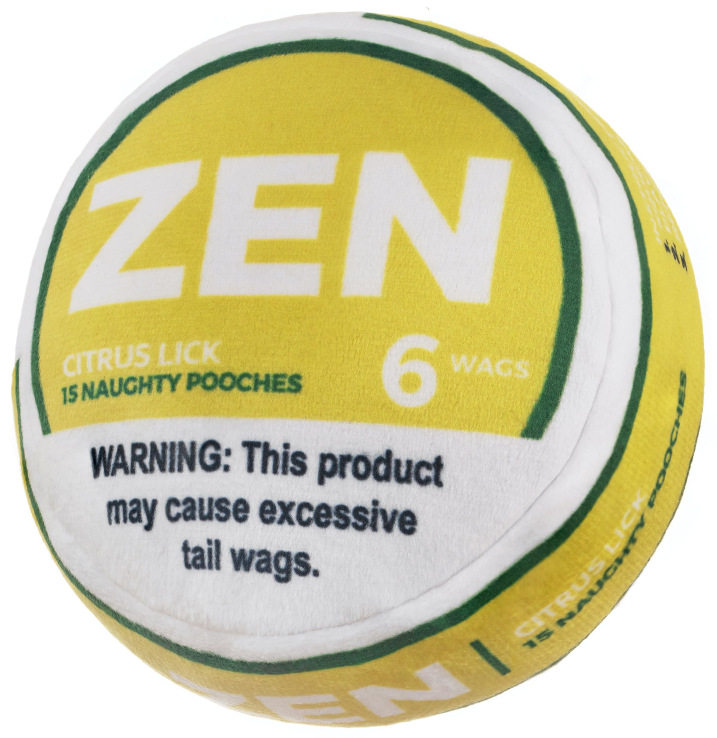 Nestpark Zen Pupper Deckies Parody Dog Toy - Plush Squeaky And Crinkle Funny Dog Toy (Citrus Lick)