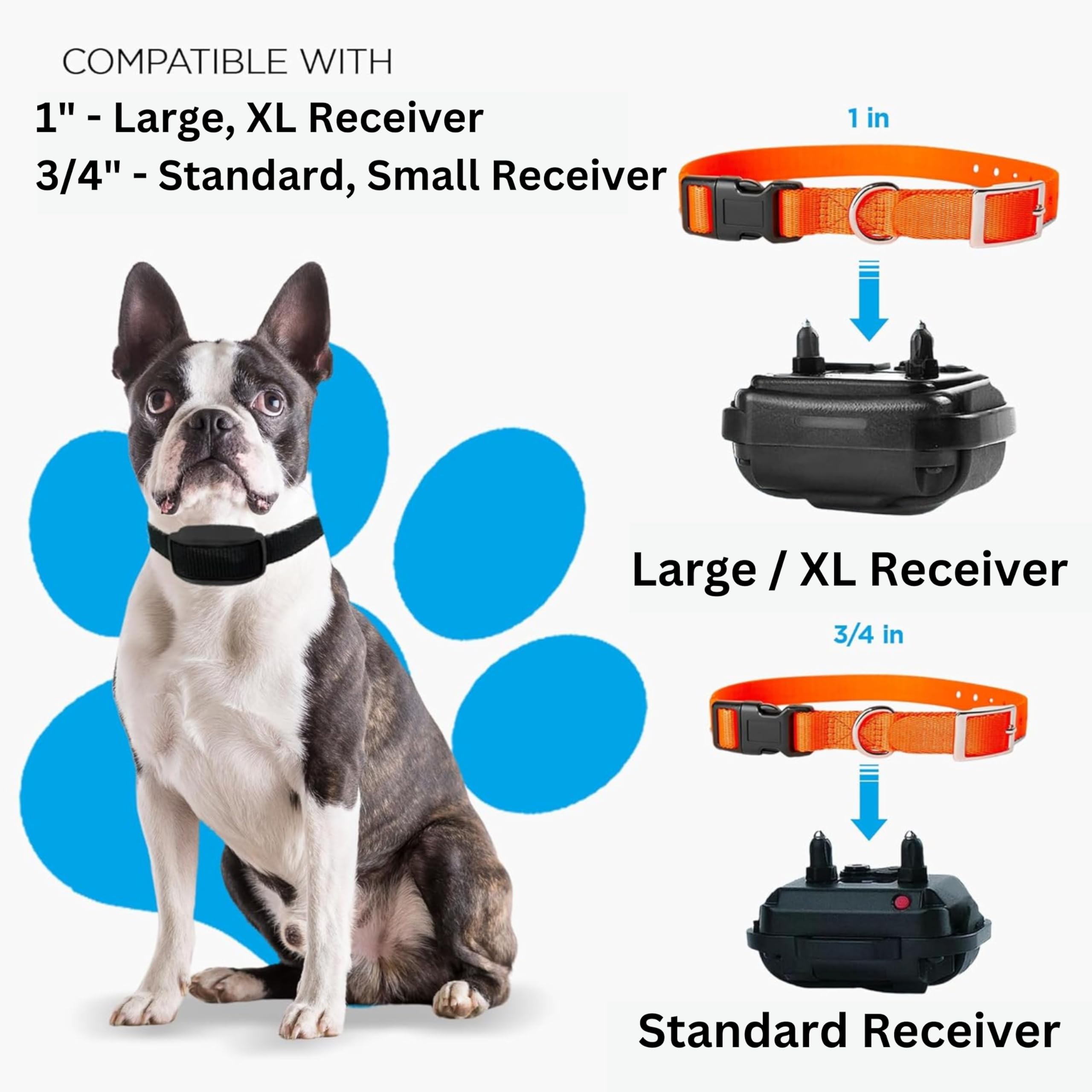 E-Collar Replacement Strap - Shock Collar, Fence Collar, Compatible With Most Brands (3/4'', Orange)