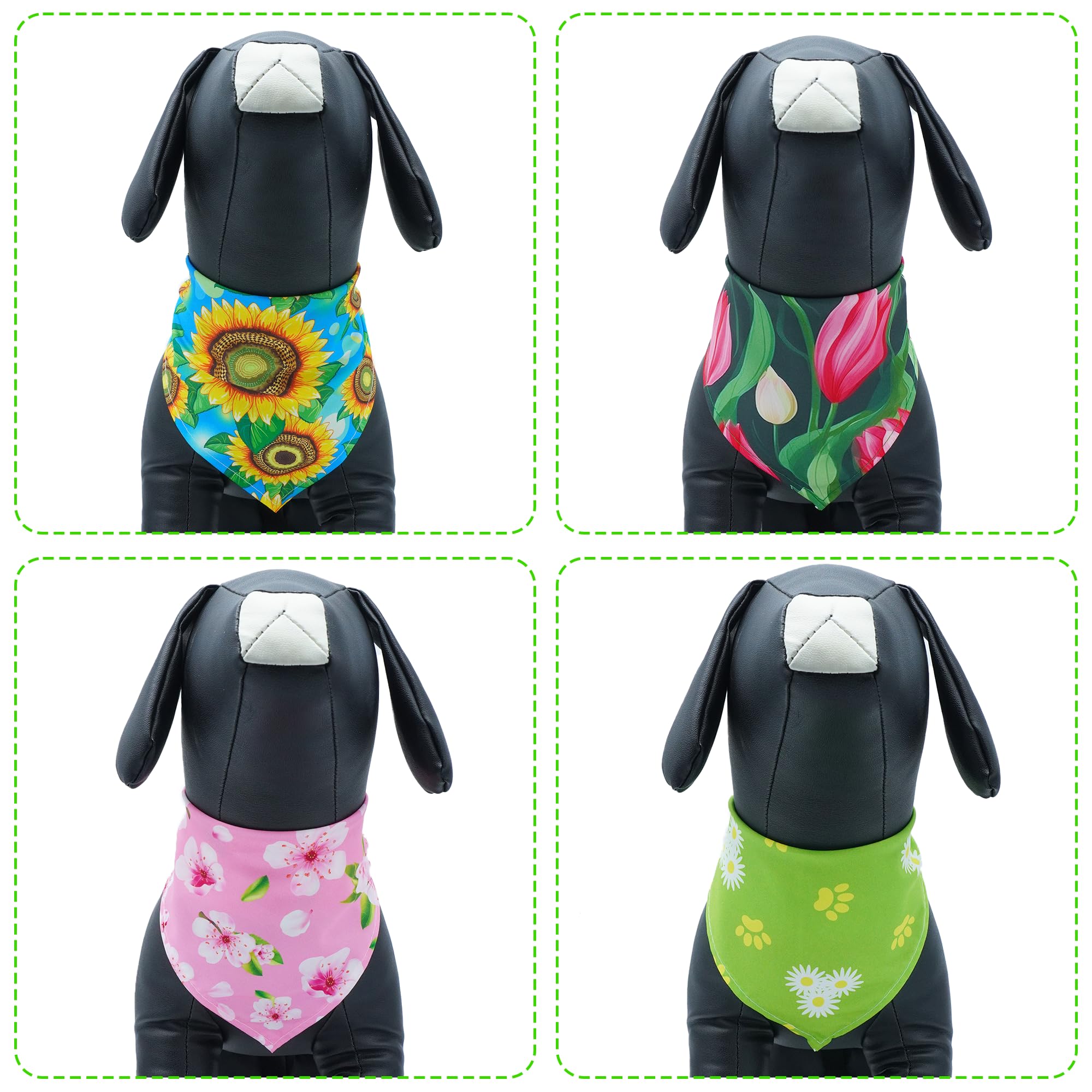 Pai Sence Spring Dog Bandanas Bulk 30 Pcs Adjustable Flowers Dog Bandanas for Small Medium Dogs Breed 25 Inch Spring Scarves Gro